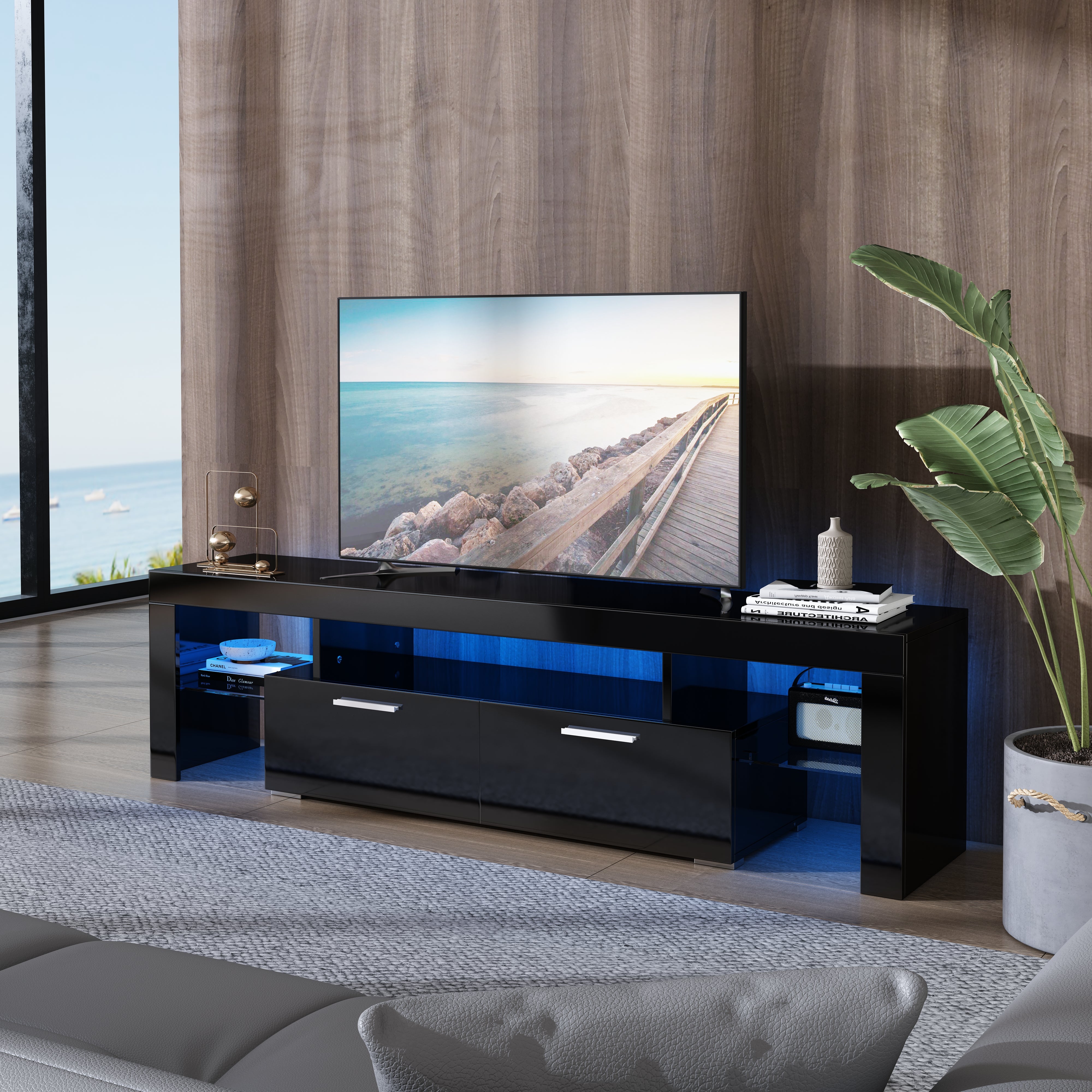PAPROOS TV Stand with LED Lights