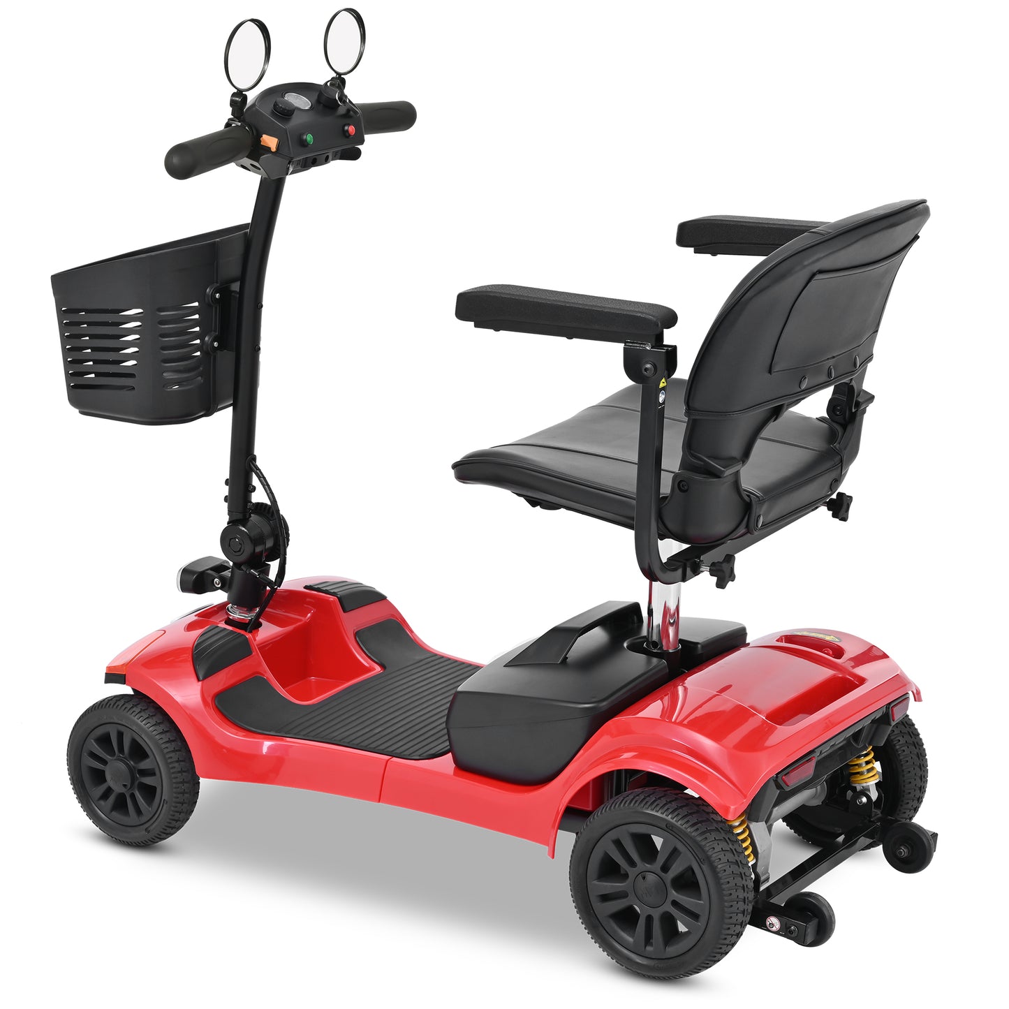 PAPROOS 4 Wheel Mobility Scooter for Seniors, Durable Heavy Duty Folding Power Wheelchair with Lights and Basket for Travel, 330lbs, Red