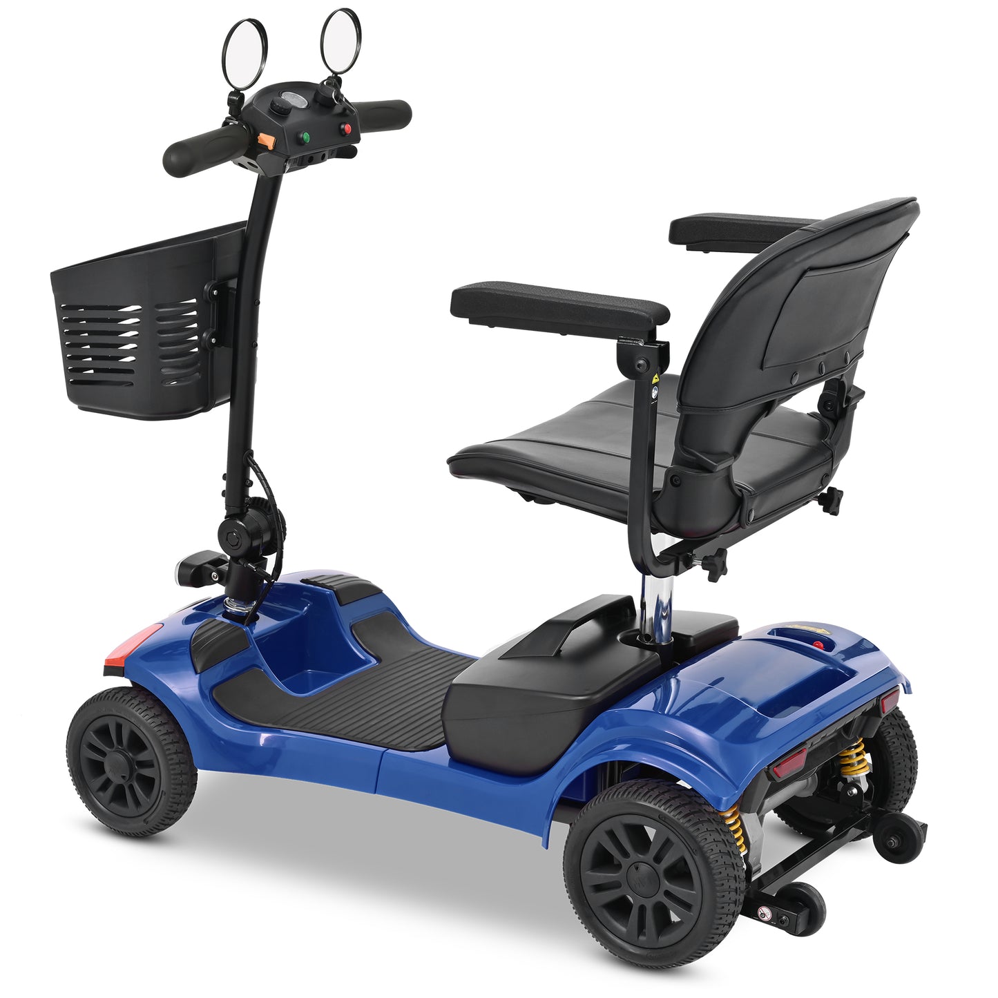 PAPROOS 4 Wheel Mobility Scooter for Seniors, Durable Heavy Duty Folding Power Wheelchair with Lights and Basket for Travel, 330lbs, Red