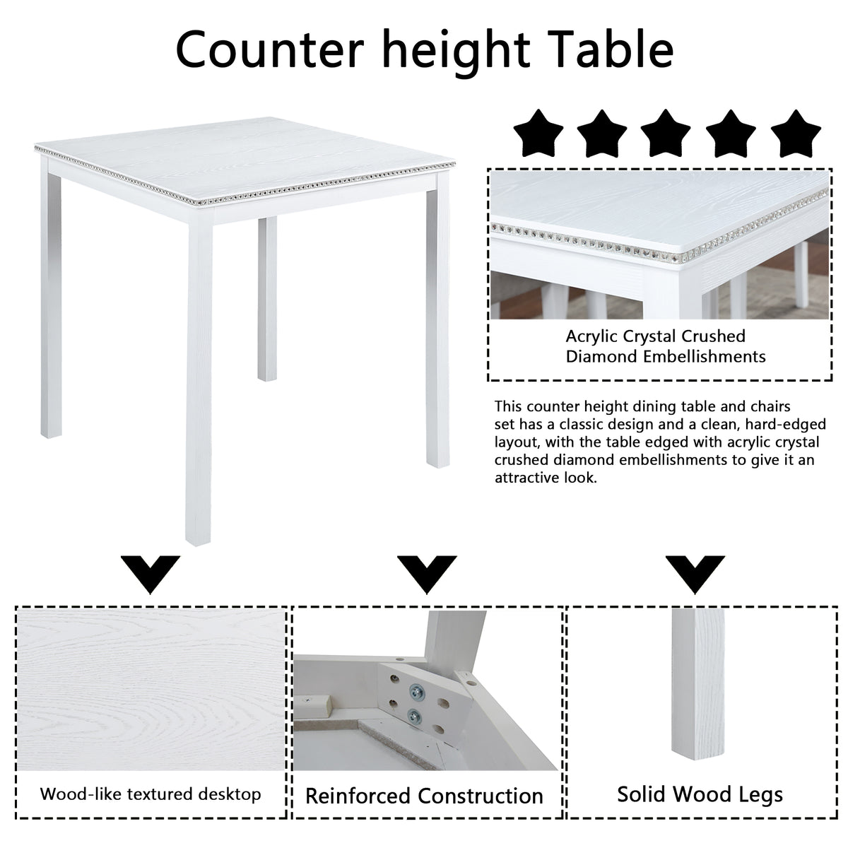 PAPROOS Dining Table Set for 4