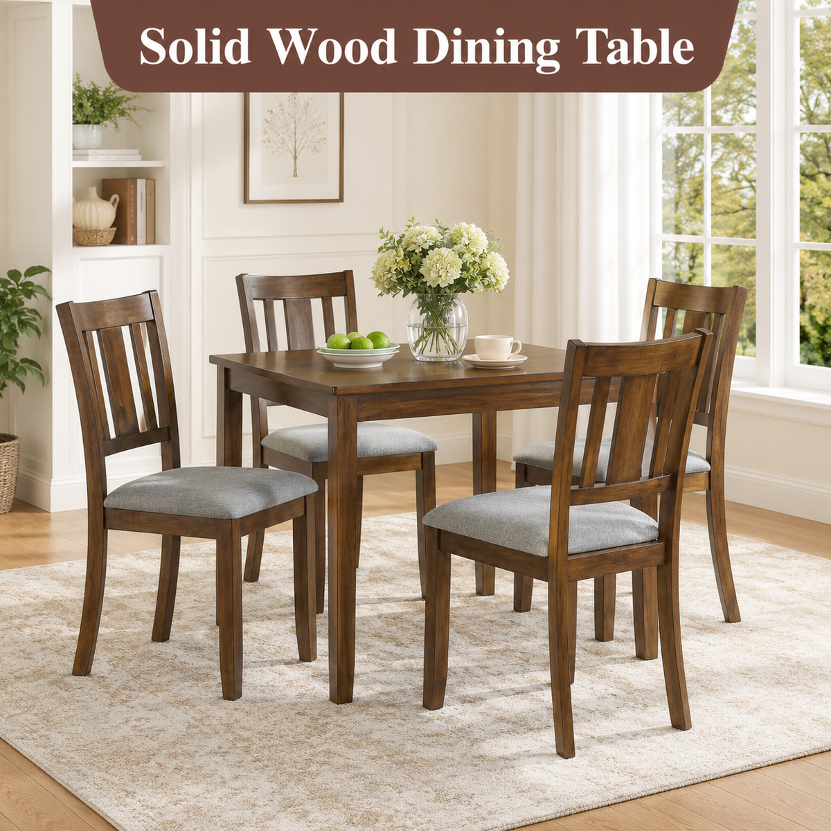 PAPROOS Solid Wood Dining Table