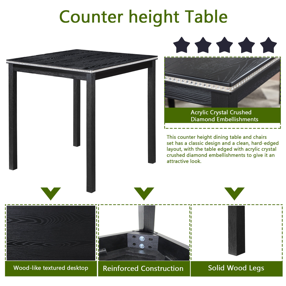 PAPROOS Dining Table Set for 4