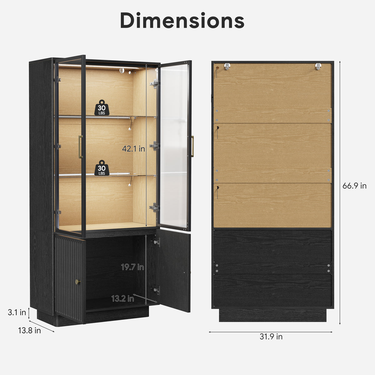 PAPROOS 66.9" Tall Display Cabinet