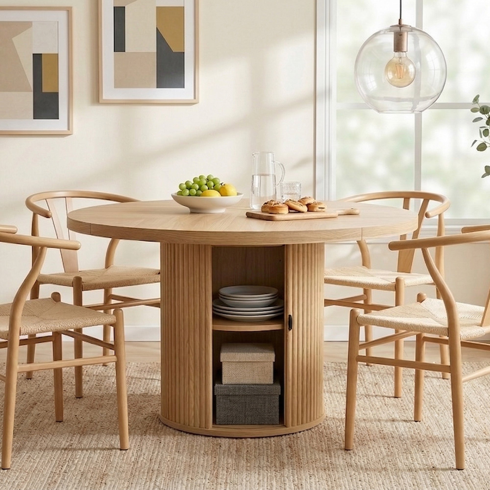 PAPROOS 47'' Round Dining Table for 4