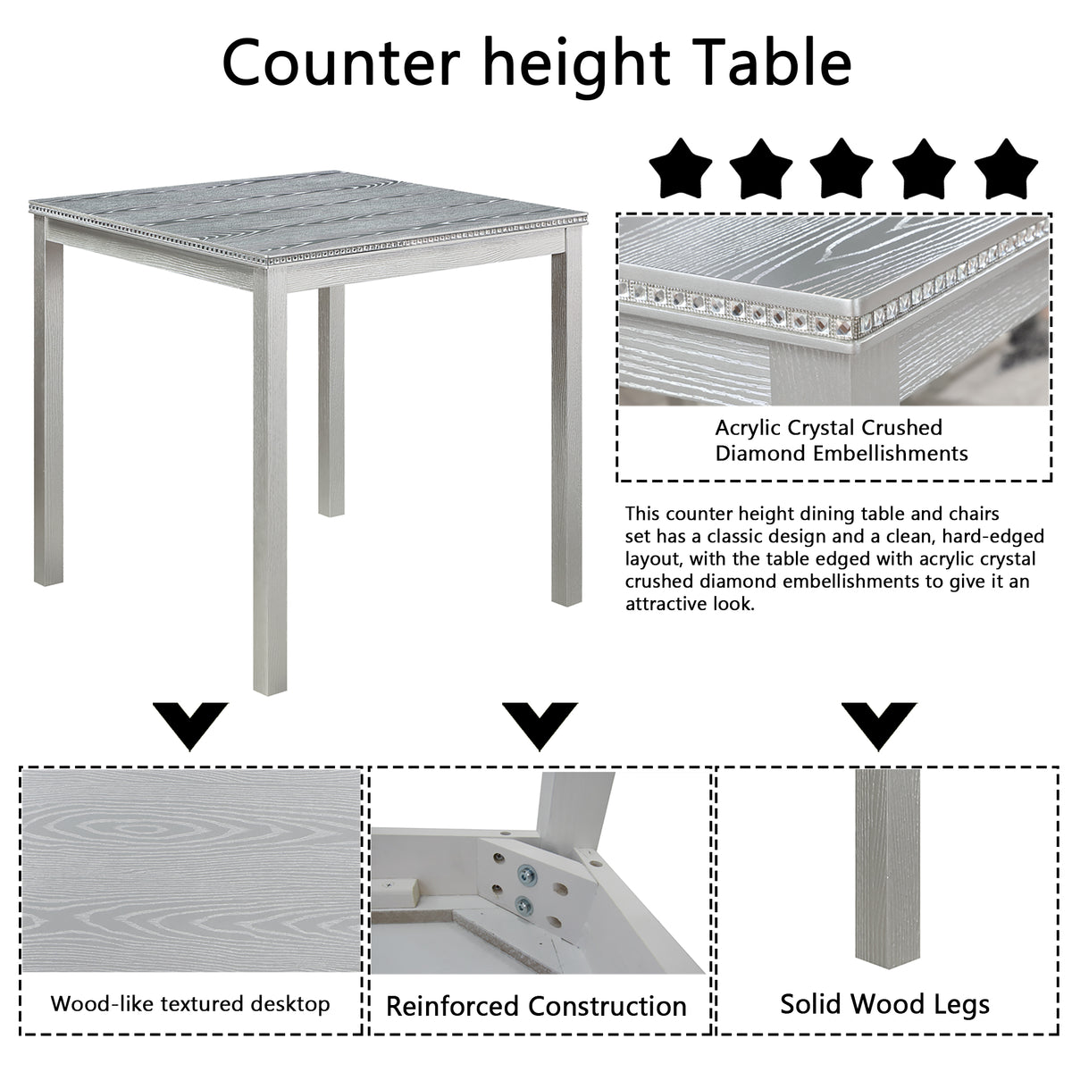 PAPROOS Dining Table Set for 4