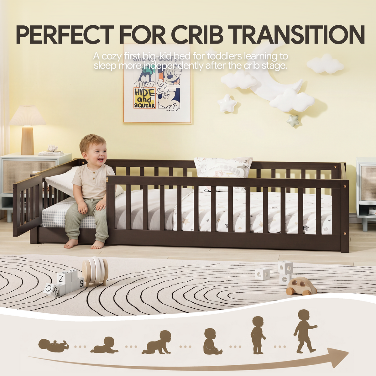 PAPROOS Wood Montessor Floor Bed