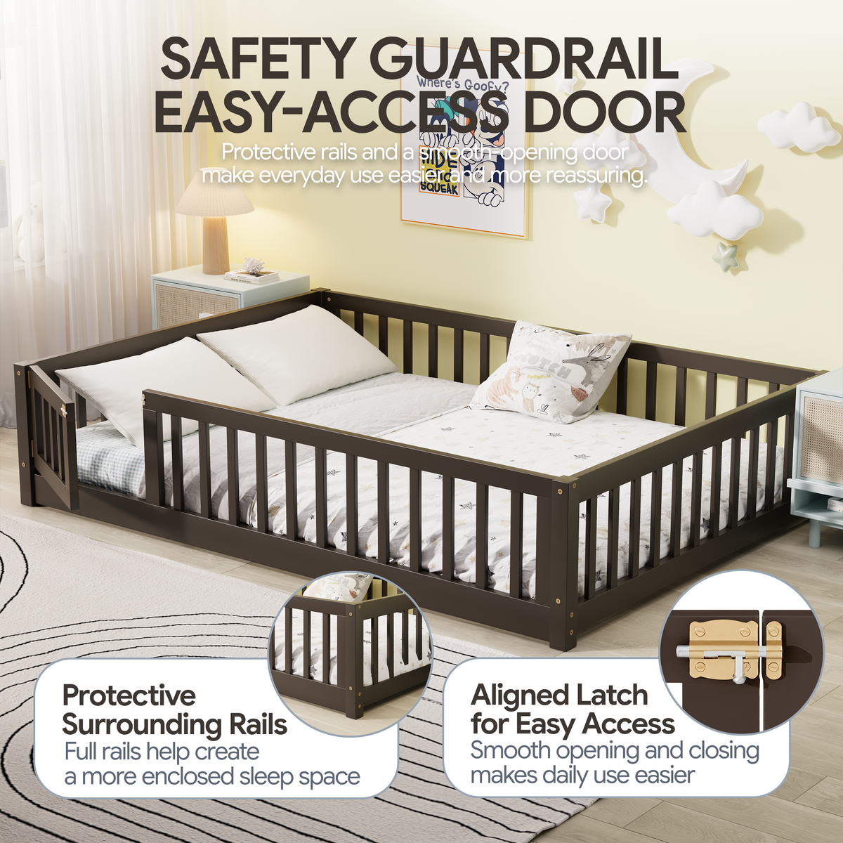 PAPROOS Wood Montessor Floor Bed