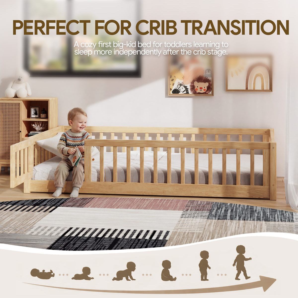 PAPROOS Wood Montessor Floor Bed