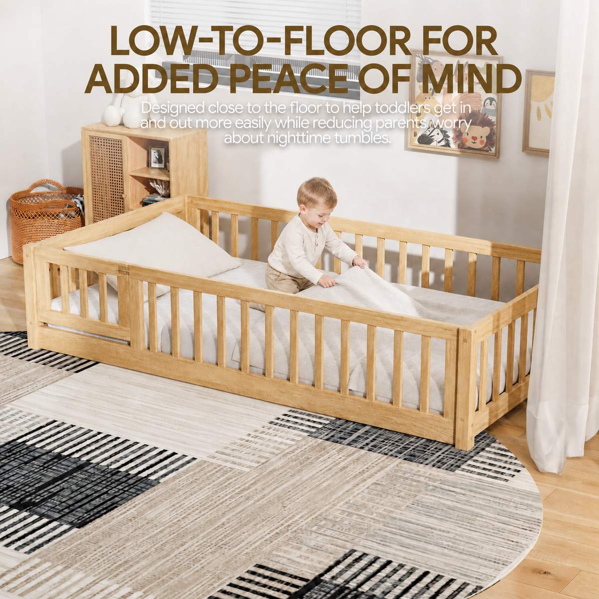 PAPROOS Wood Montessor Floor Bed