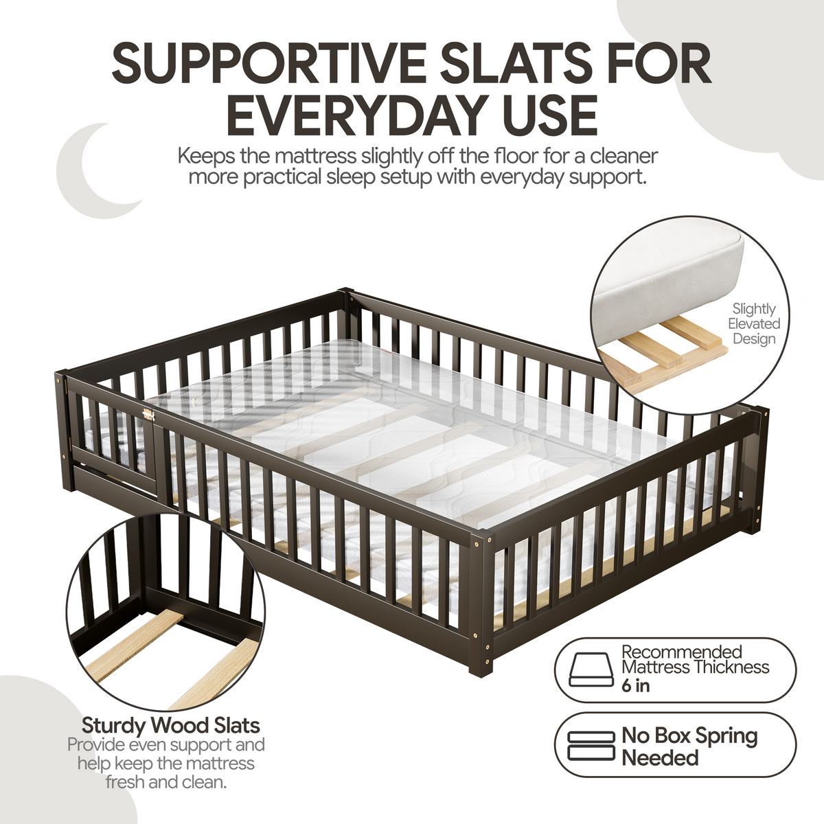 PAPROOS Wood Montessor Floor Bed