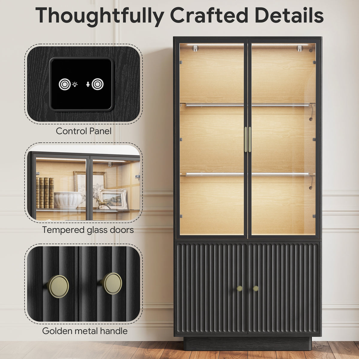 PAPROOS 66.9" Tall Display Cabinet