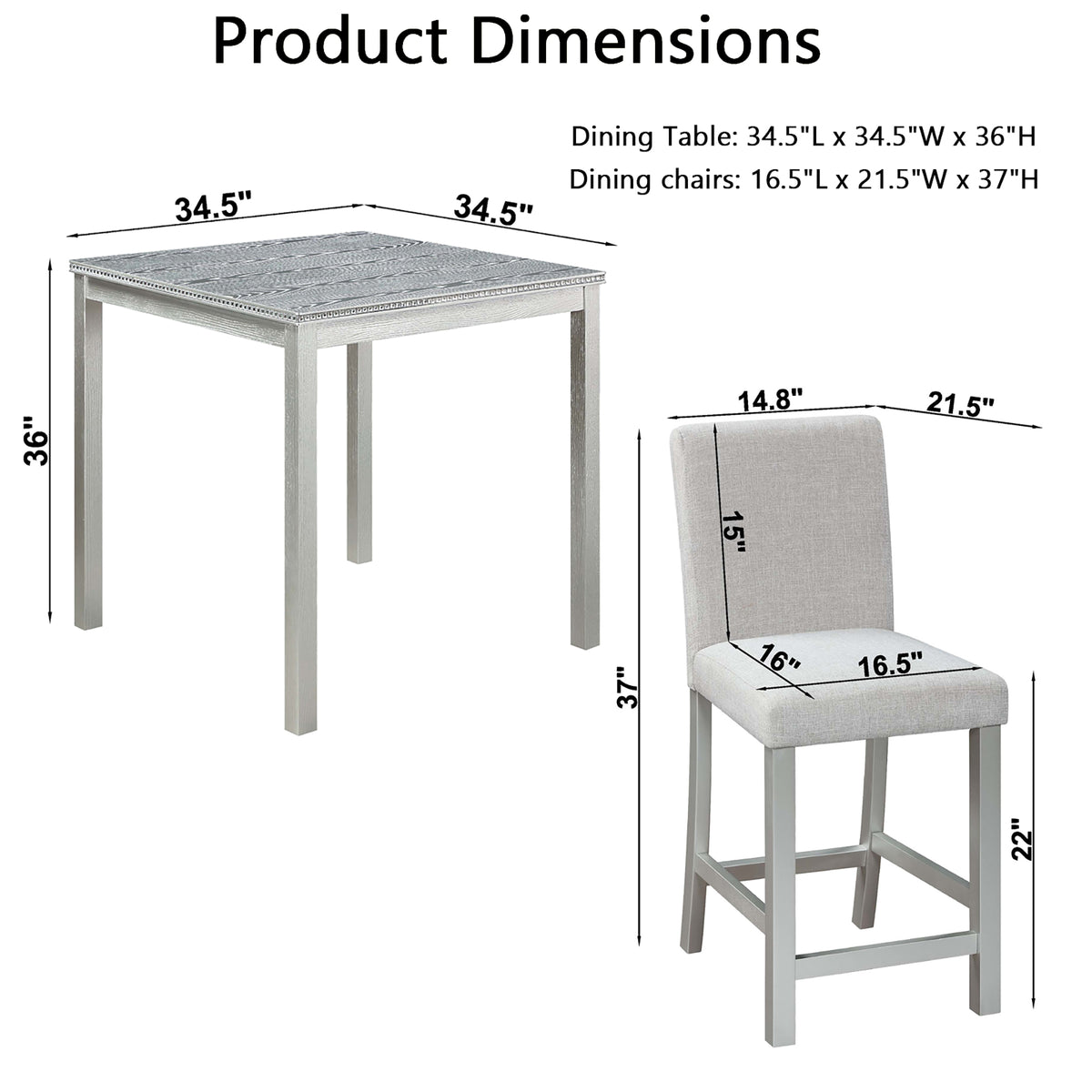 PAPROOS Dining Table Set for 4