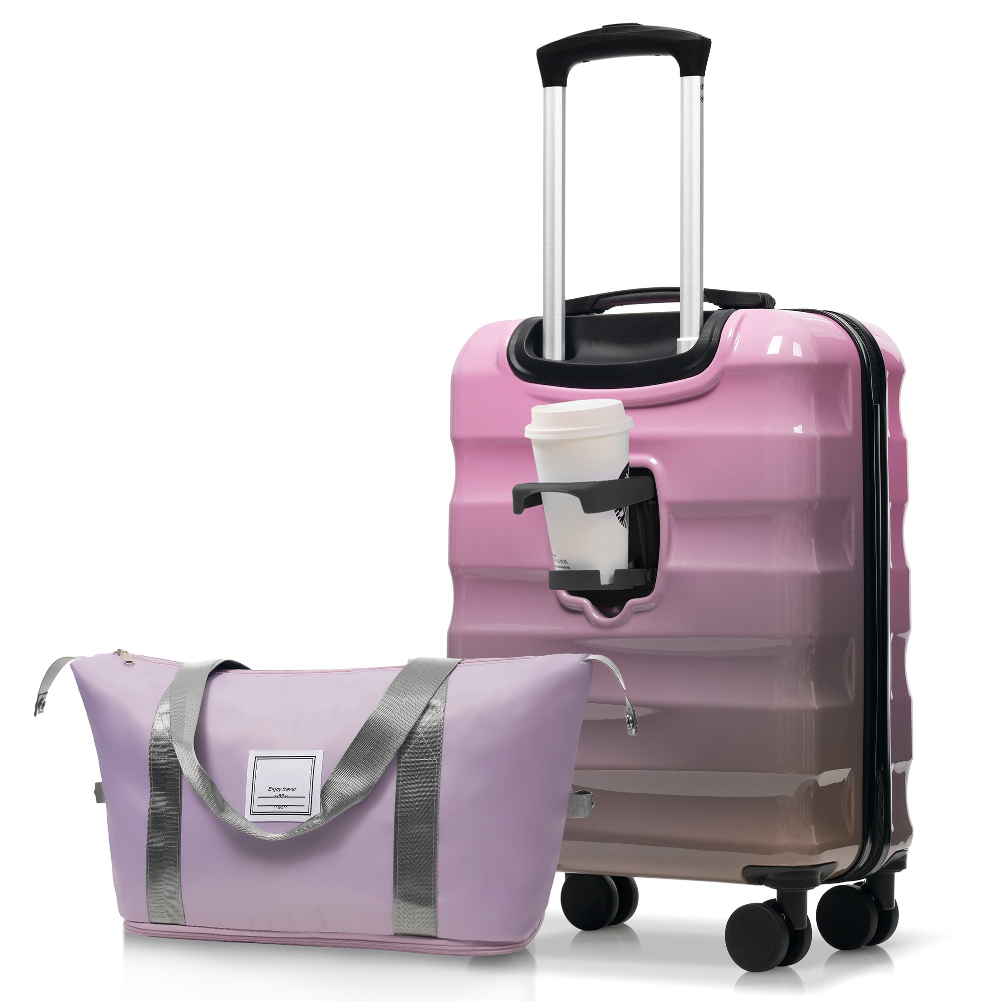 PAPROOS Luggage Sets 2 Piece Suitcase Set(14/20) Suitcase, Hardside Lightweight Kids Suitcase with Combination Lock, Carry-on Suitcase and Cosmetic Bag for Travel, Back to School, Blue Pink