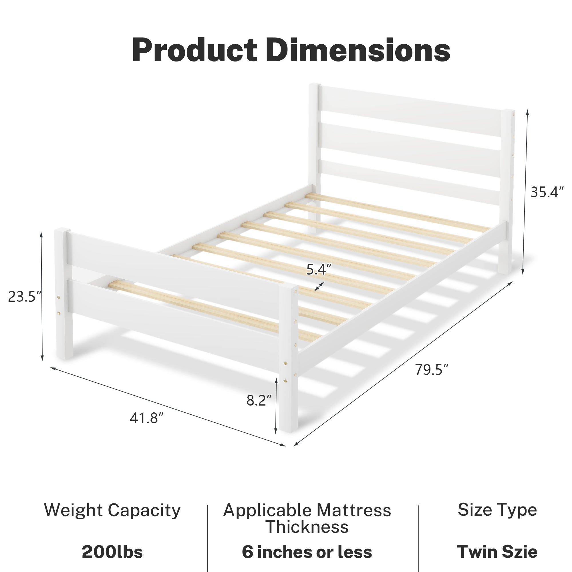 PAPROOS Twin Bed Frame