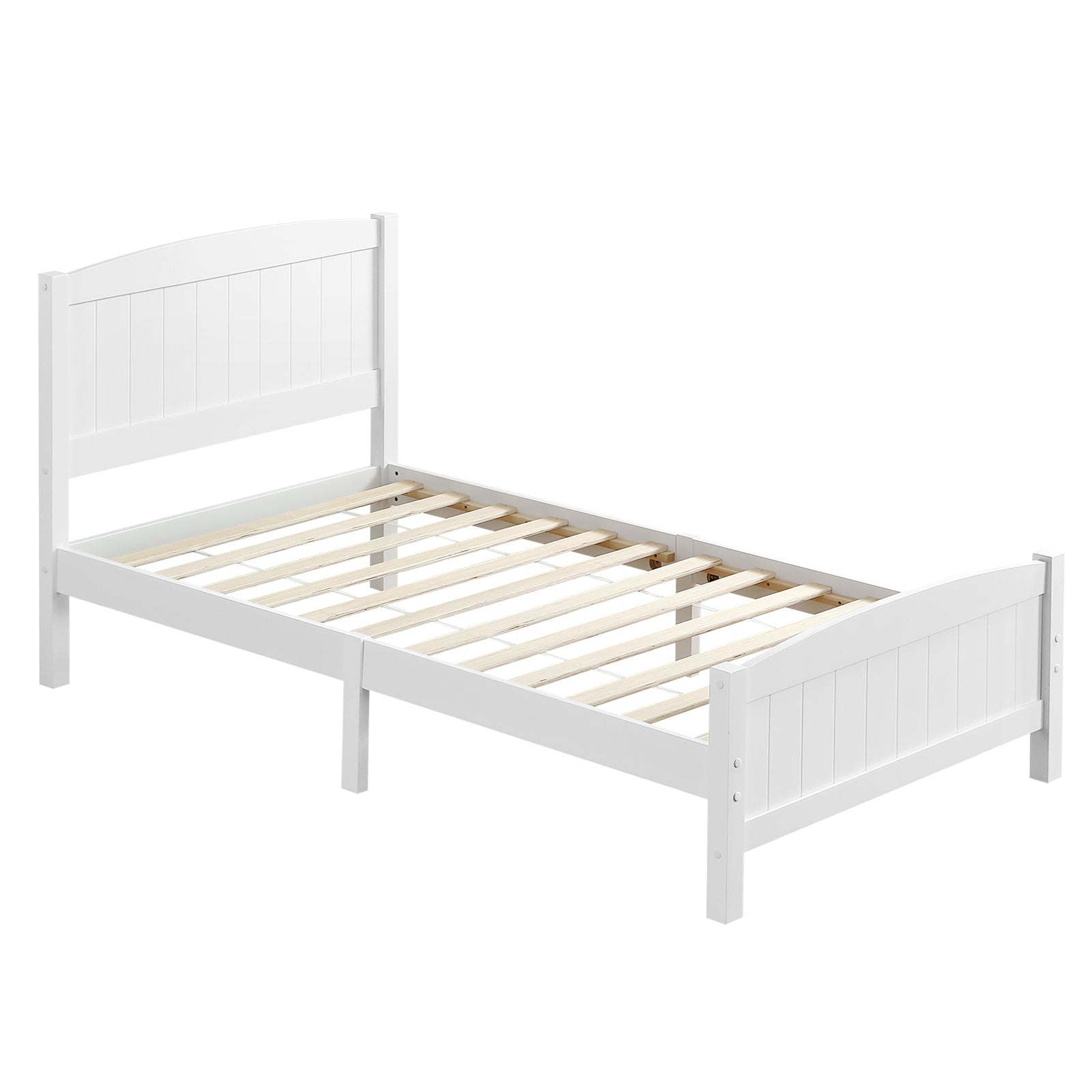 PAPROOS Wooden Twin Platform Bed Frame with Headboard and Footboard