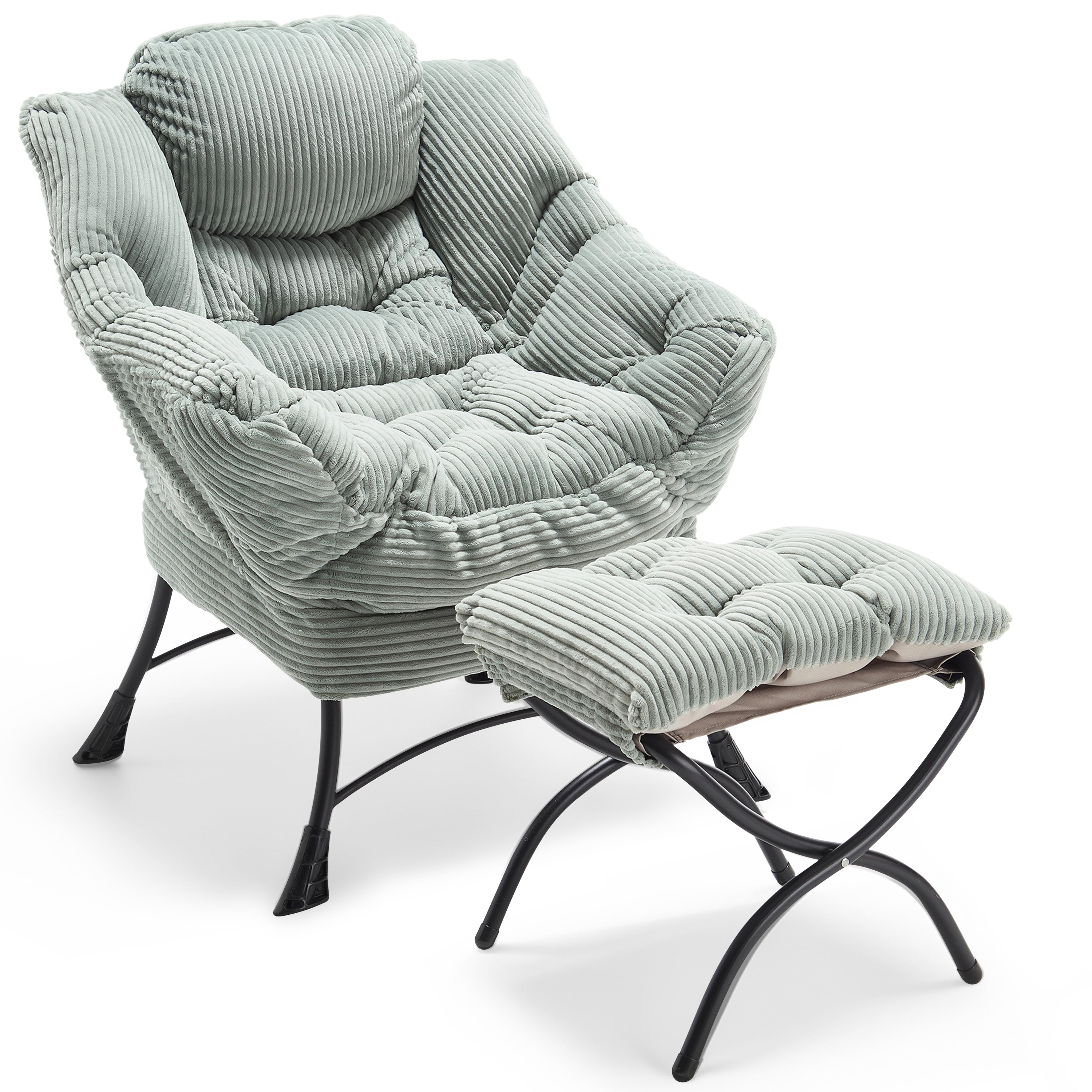 PAPROOS Lazy Chair with Foldable Ottoman