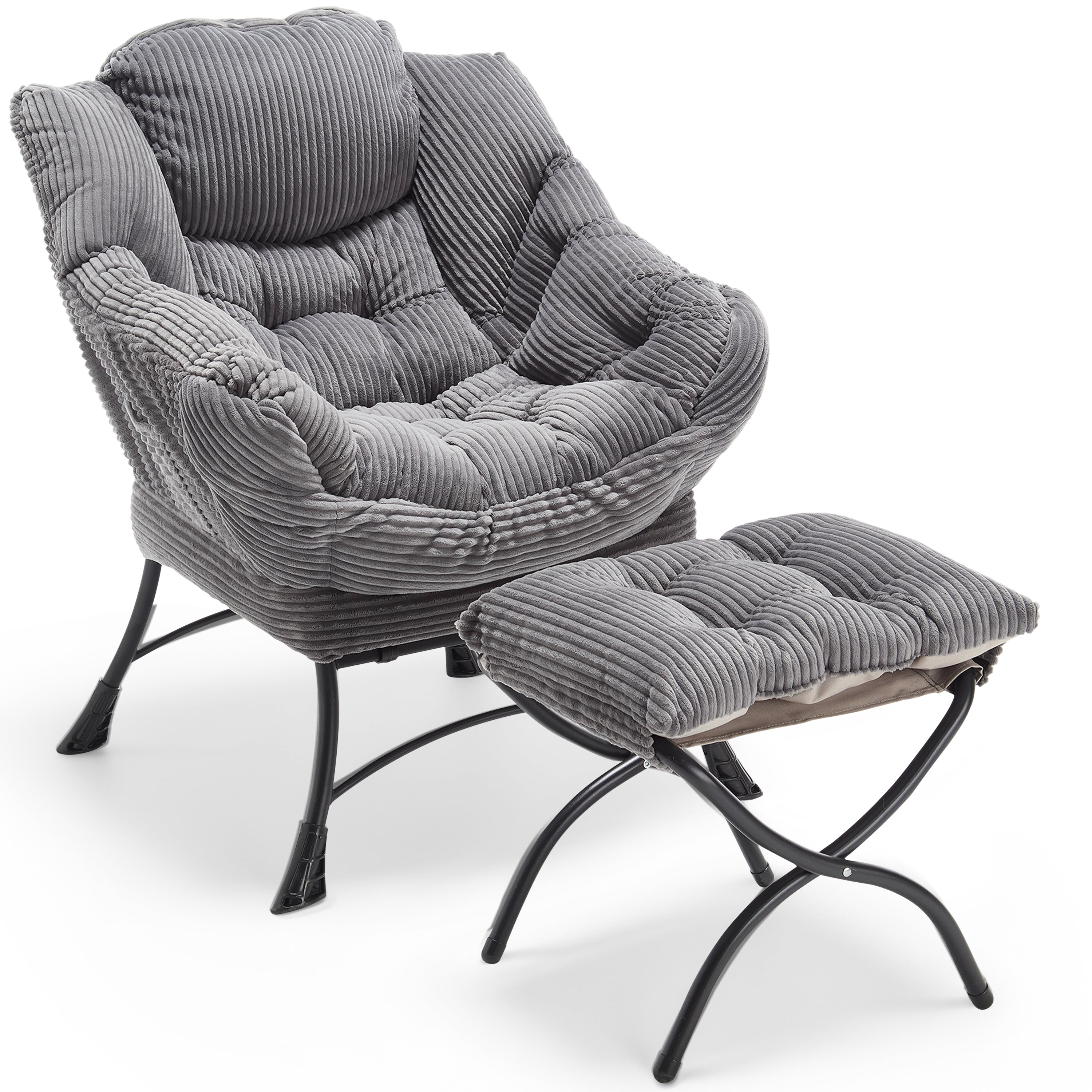 PAPROOS Lazy Chair with Foldable Ottoman