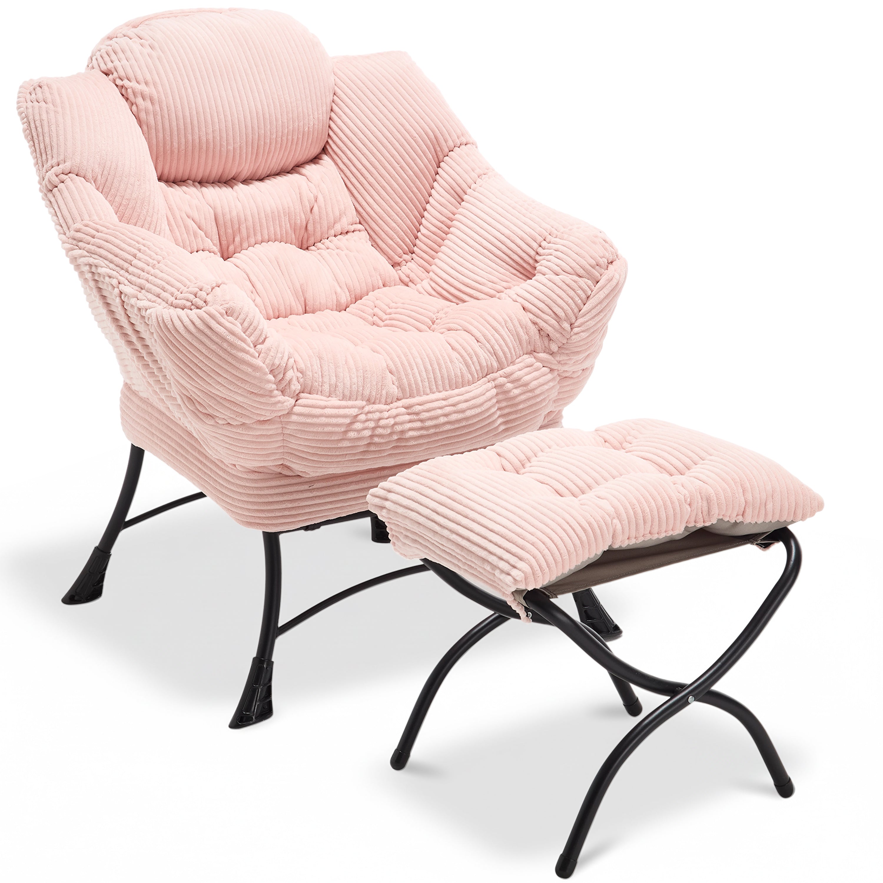 PAPROOS Lazy Chair with Foldable Ottoman