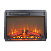 23 Inch Electric Fireplace Insert Heater, PAPROOS Freestanding & Recessed Fireplace Heater with Log Set, Realistic Flame, Electric Fireplace without Control, 1400W, Antique Black