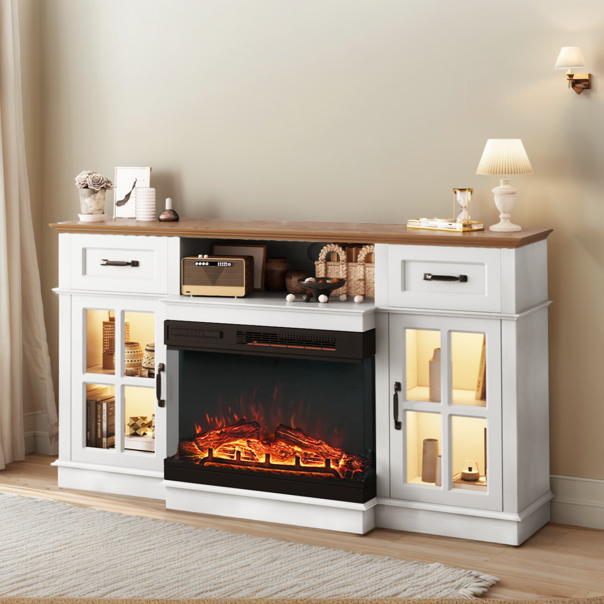 PAPROOS 58" Fireplace TV Stand