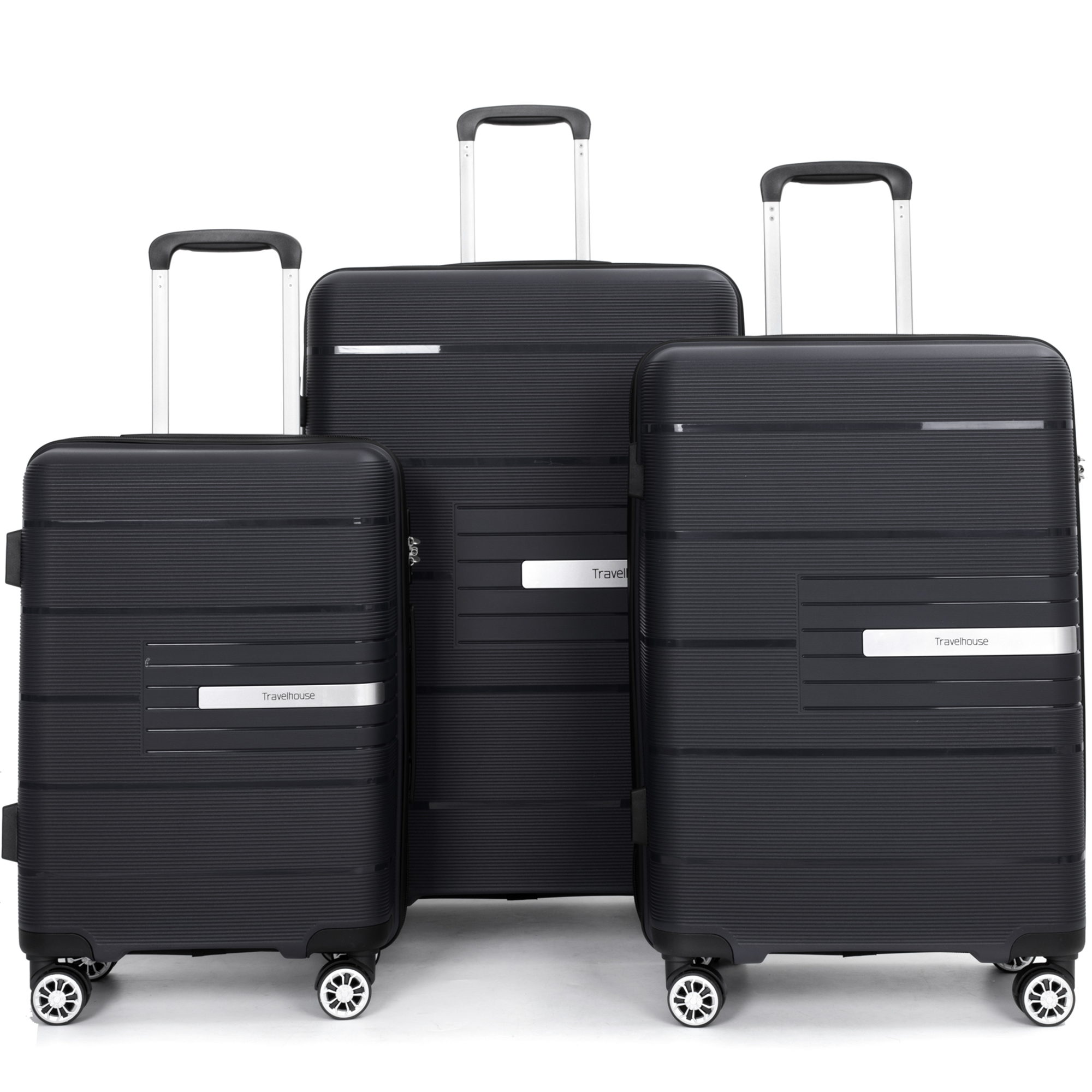 PAPROOS 3 Piece Luggage Set, 20" 24" 28" Hardside Luggage Set with Double Spinner Wheels and TSA Lockr