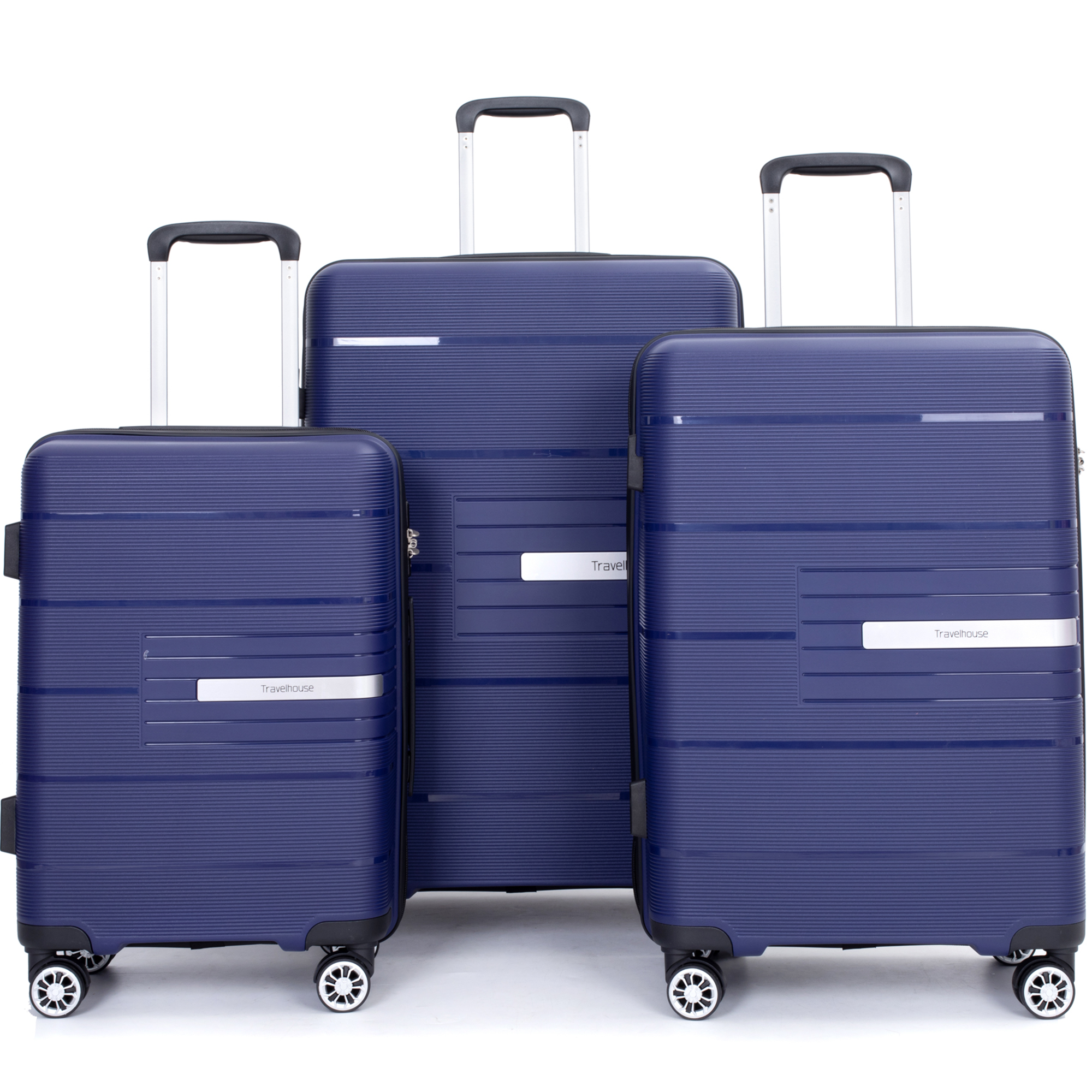 PAPROOS 3 Piece Luggage Set, 20" 24" 28" Hardside Luggage Set with Double Spinner Wheels and TSA Lockr