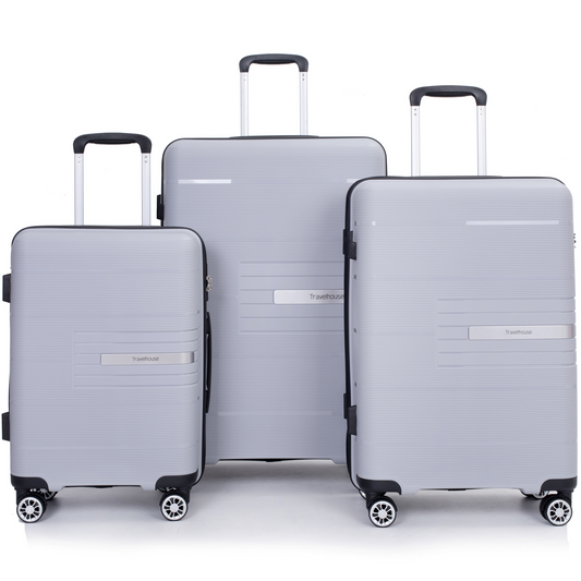 PAPROOS 3 Piece Luggage Set, 20" 24" 28" Hardside Luggage Set with Double Spinner Wheels and TSA Lockr