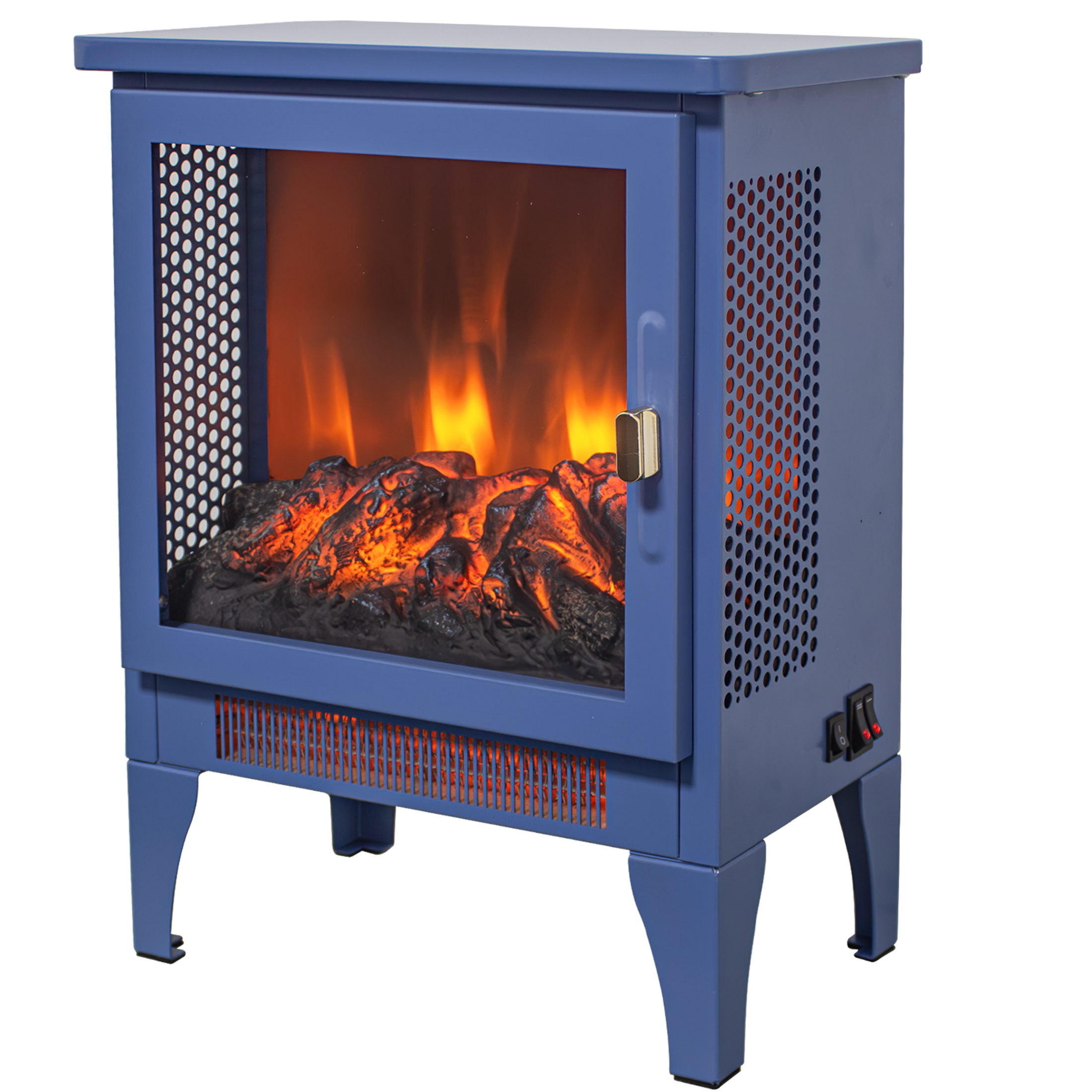 Electric Fireplace Stove Heater, PAPROOS 17" Freestanding Fireplace Stove, 3D Realistic Flame Effect, Fireplace Heater for Home Bedroom,Overheat Protection, CAS Certified, 1400W/700W, Black