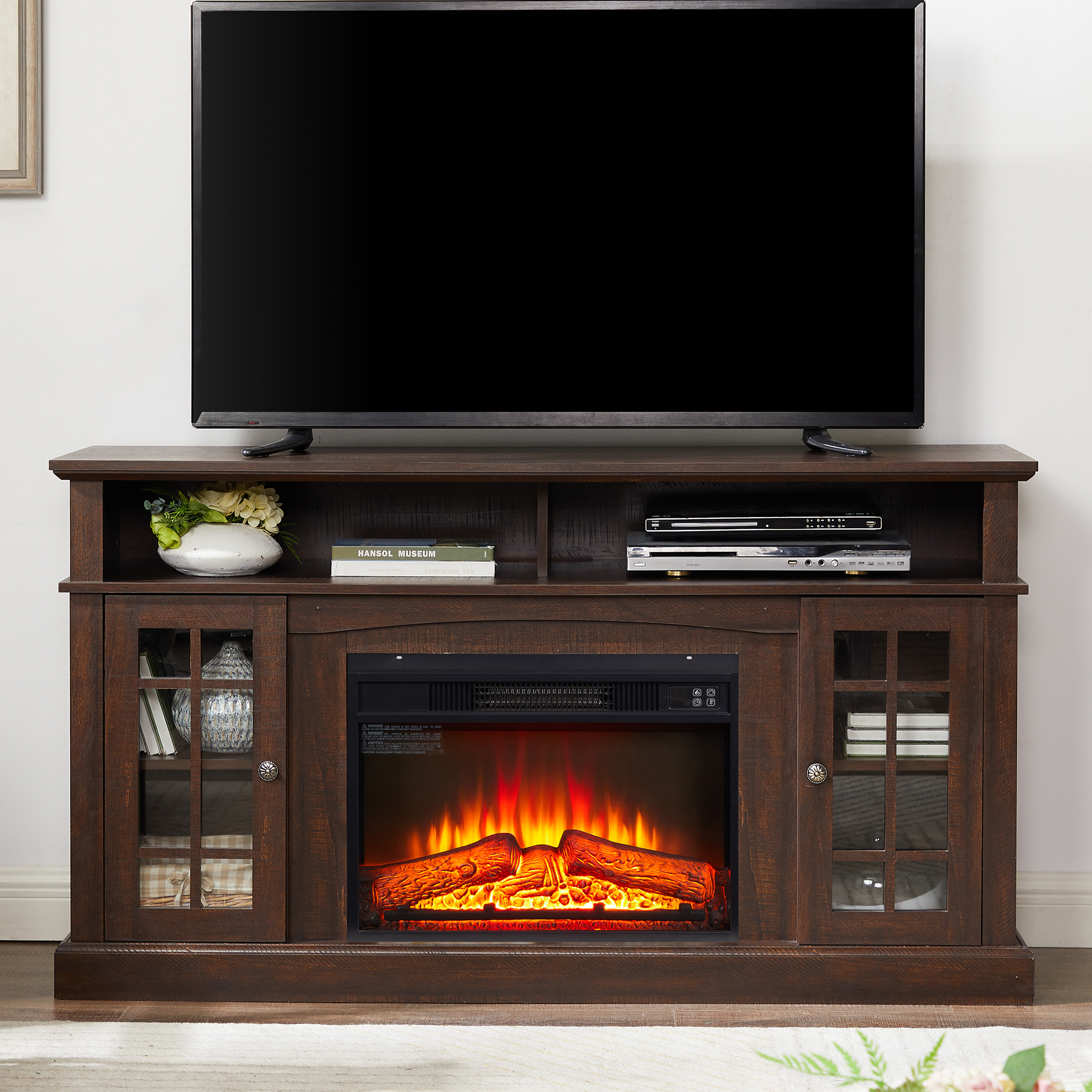 PAPROOS Fireplace TV Stand for 65 Inch TV