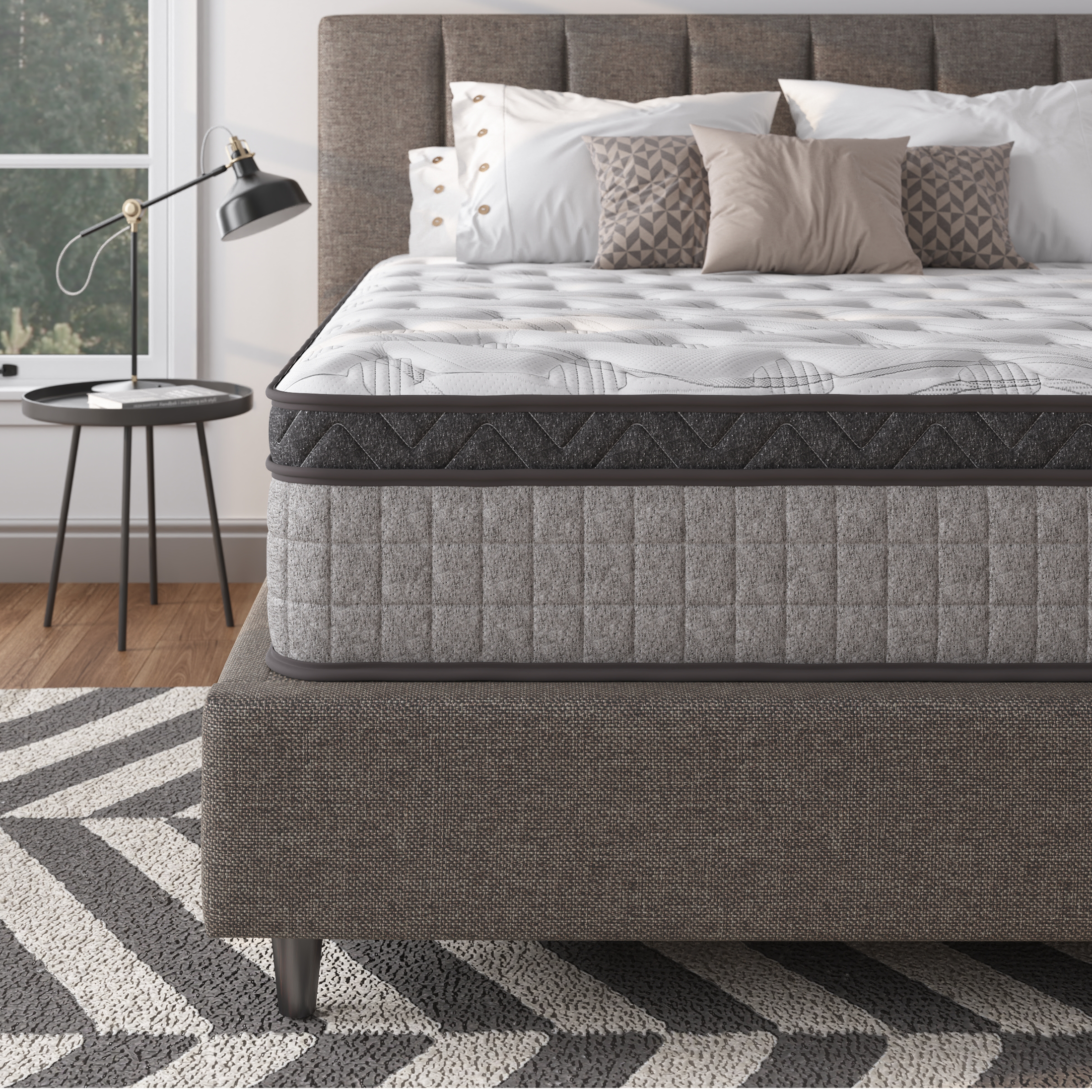 12 inch Twin Mattress, Gel Memory Foam Hybrid Mattress in a Box, Individual Pocket Spring Mattress, Medium Firm, CertiPUR-US Certified, Sleep Support & Pressure Relief, Grey