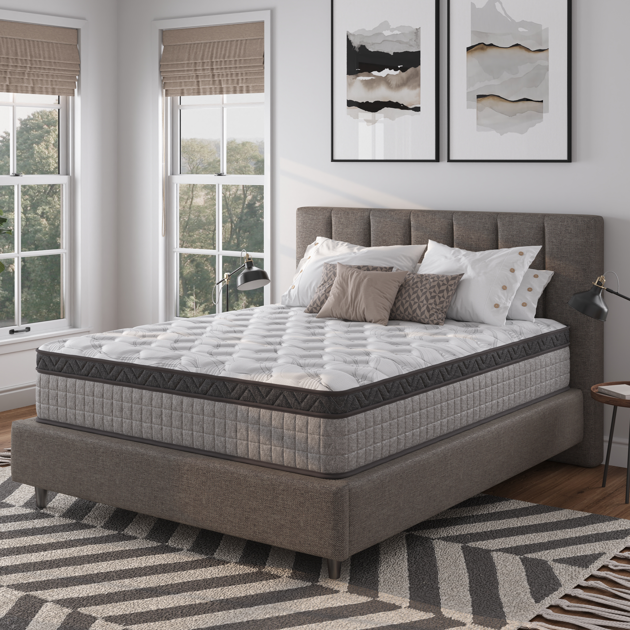 12 inch Twin Mattress, Gel Memory Foam Hybrid Mattress in a Box, Individual Pocket Spring Mattress, Medium Firm, CertiPUR-US Certified, Sleep Support & Pressure Relief, Grey