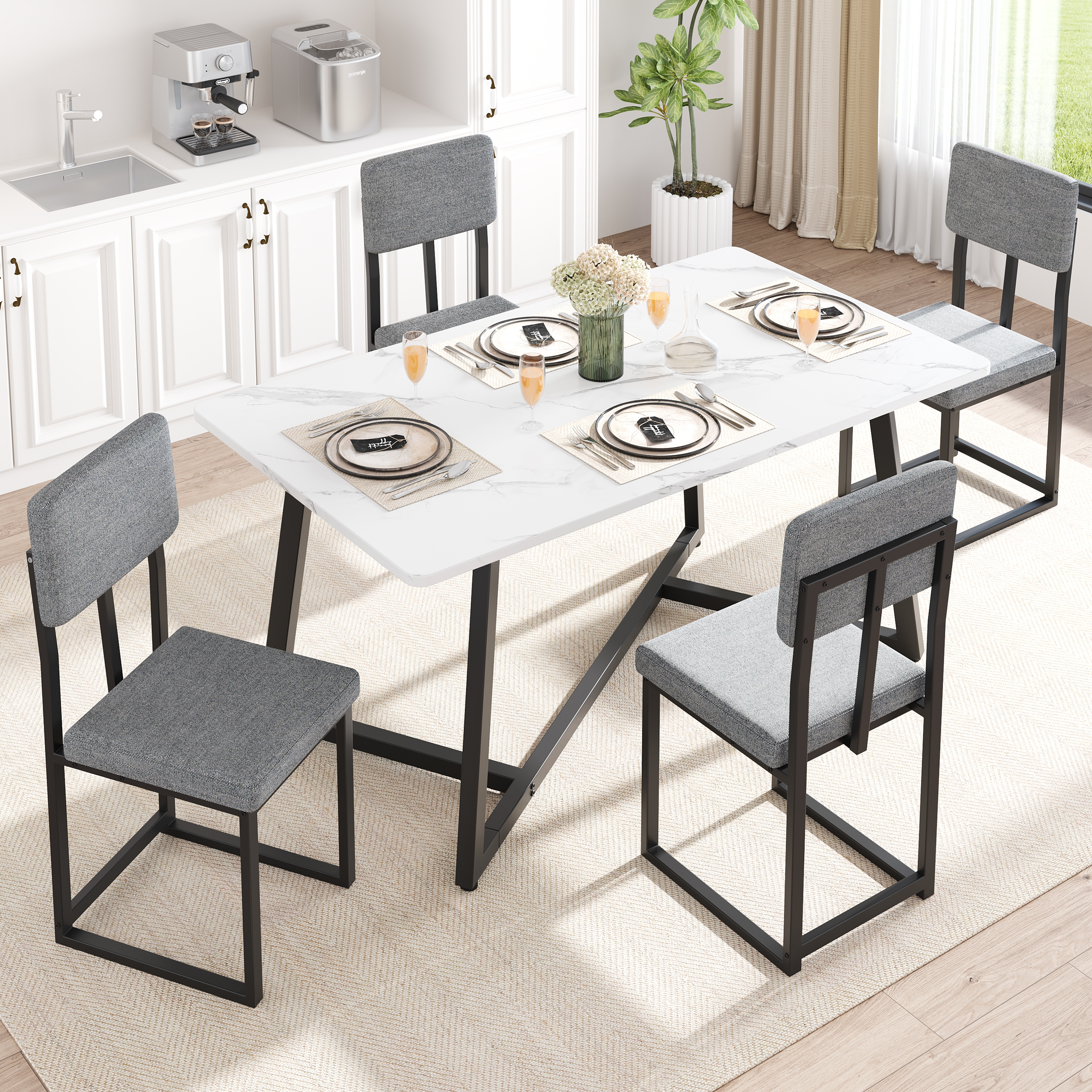 PAPROOS Dining Table Set for 4