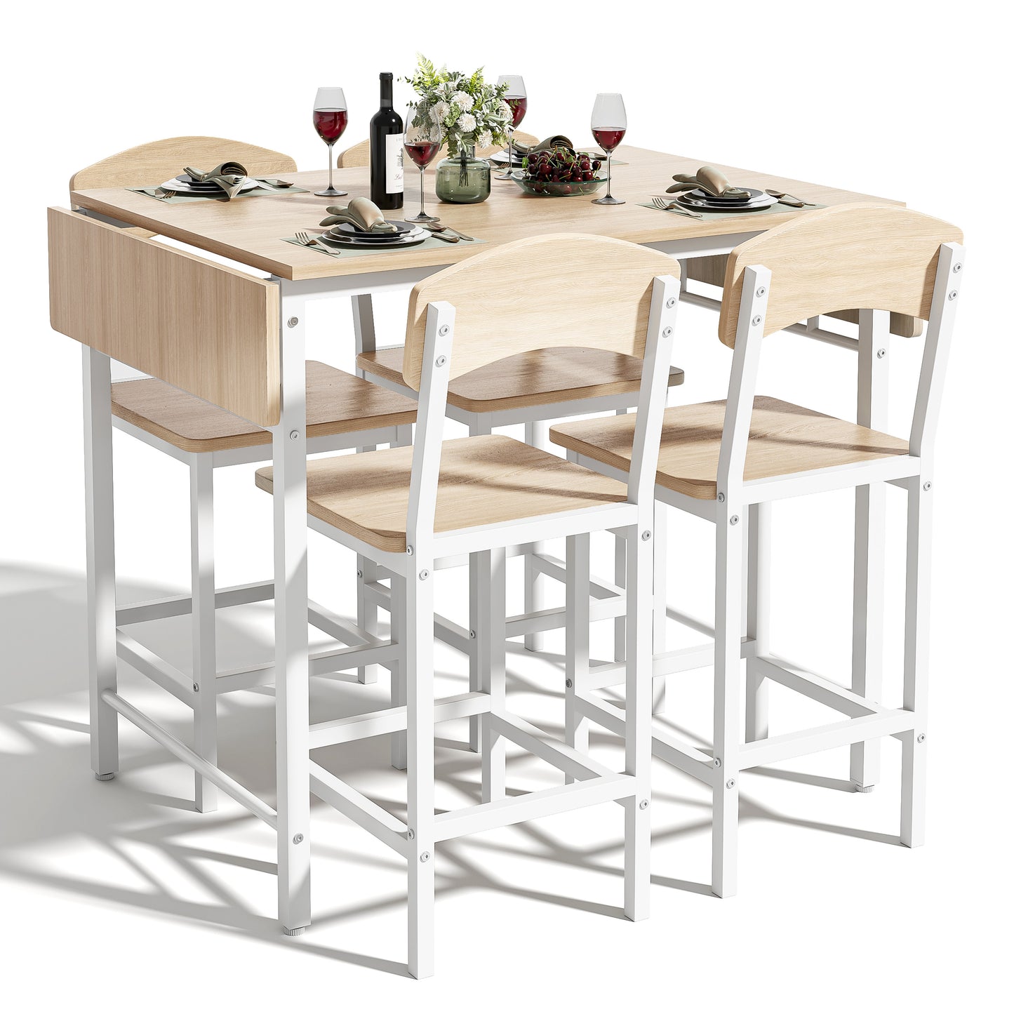 paproos 5-Piece Counter Height Dining Table and Chairs Set, LJC