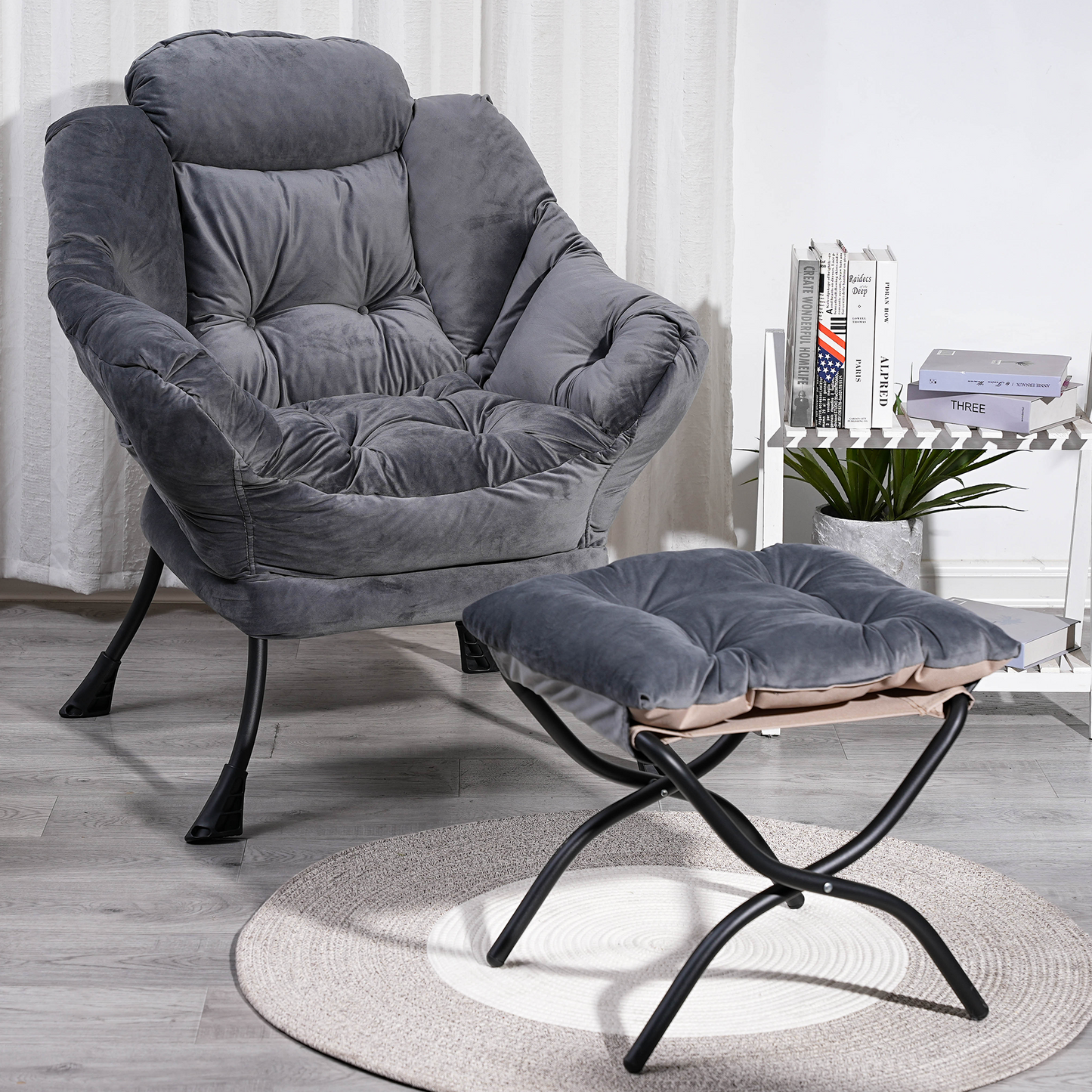 PAPROOS Accent Chair with Ottoman