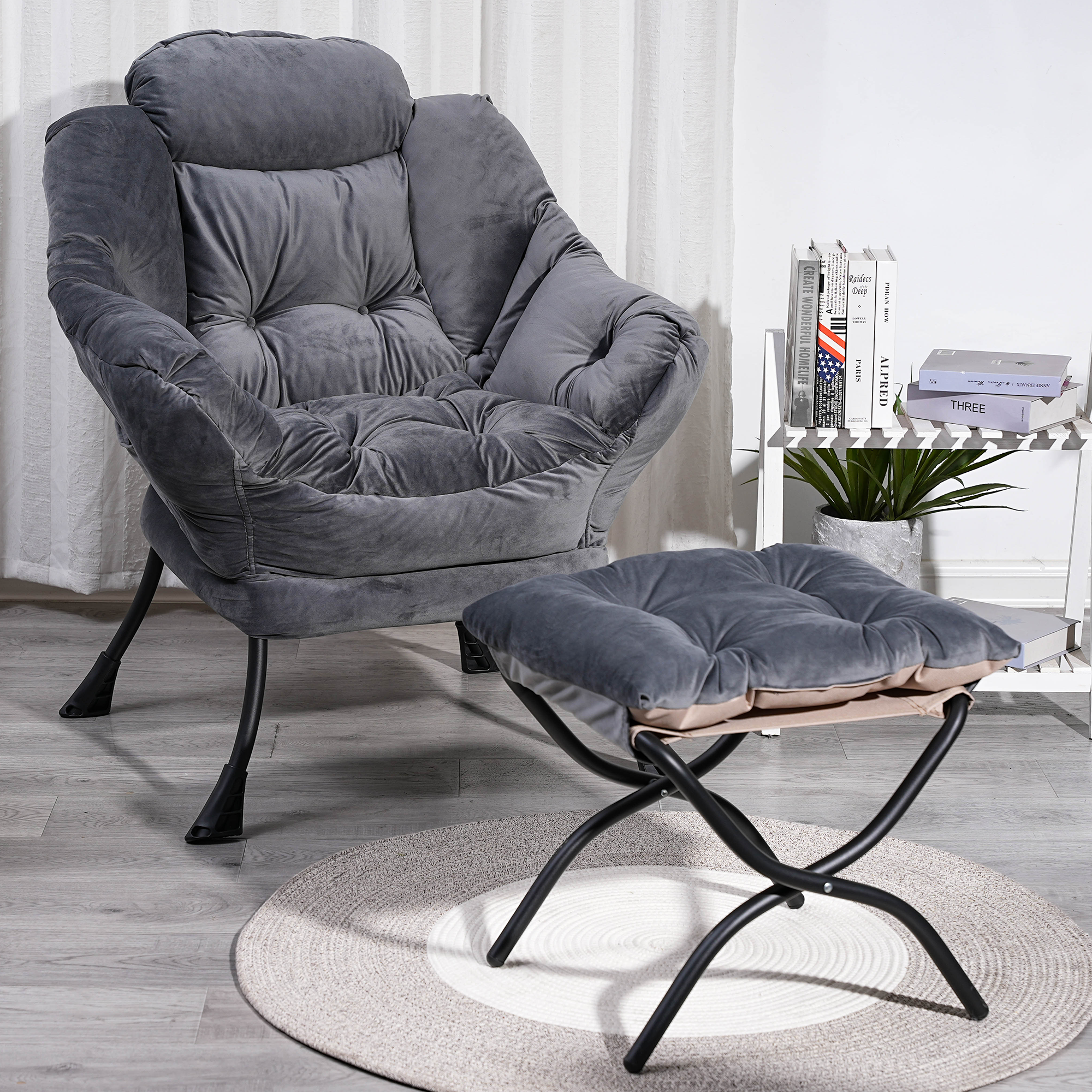 PAPROOS Reading Chair with Ottoman, LJC