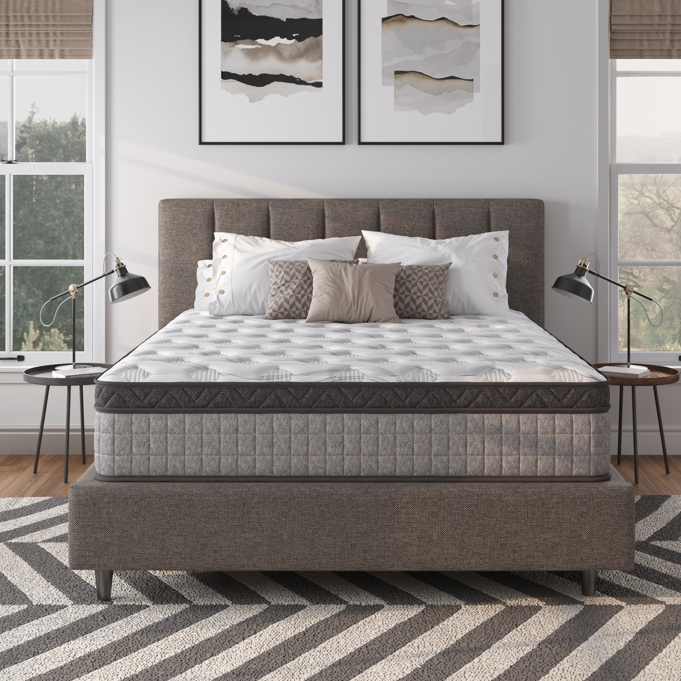 12 inch Twin Mattress, Gel Memory Foam Hybrid Mattress in a Box, Individual Pocket Spring Mattress, Medium Firm, CertiPUR-US Certified, Sleep Support & Pressure Relief, Grey