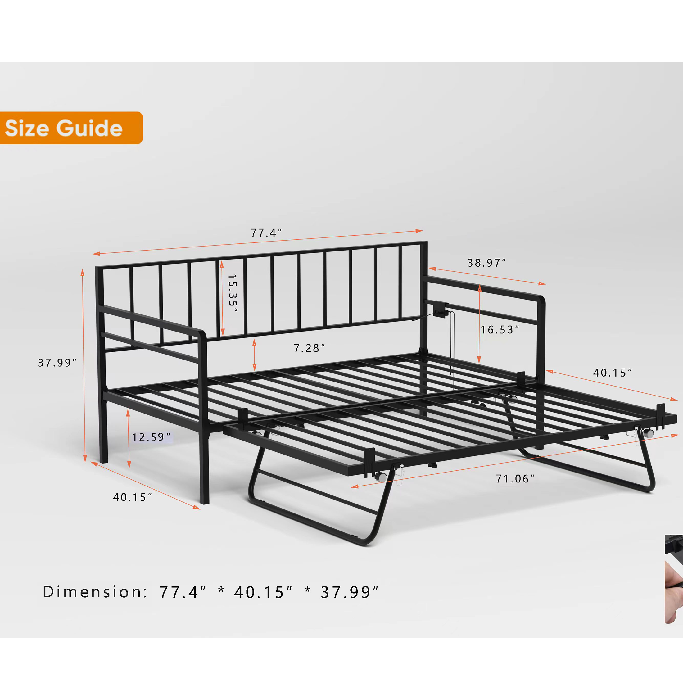 PAPROOS Daybed with Trundle Included