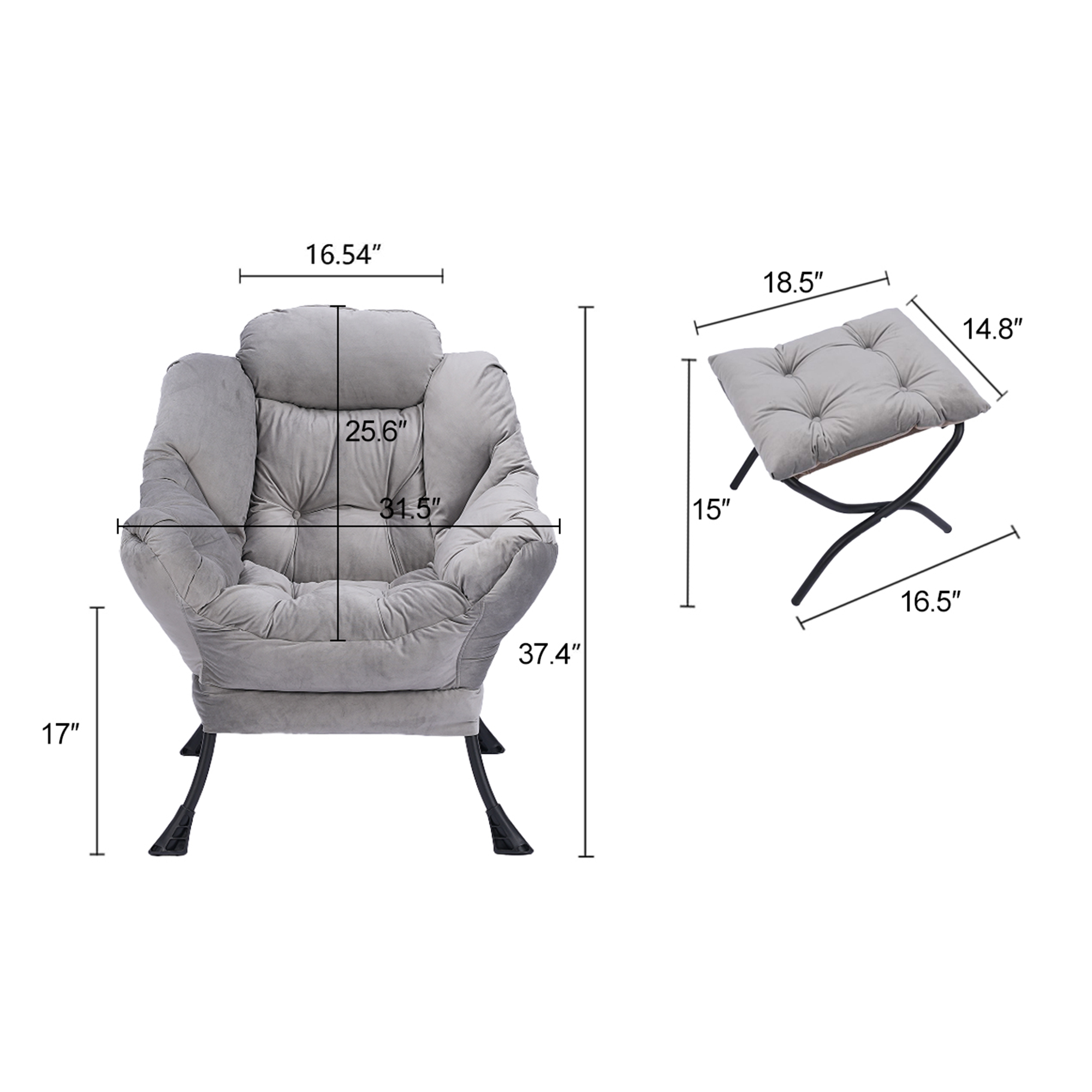 PAPROOS Reading Chair with Ottoman, LJC
