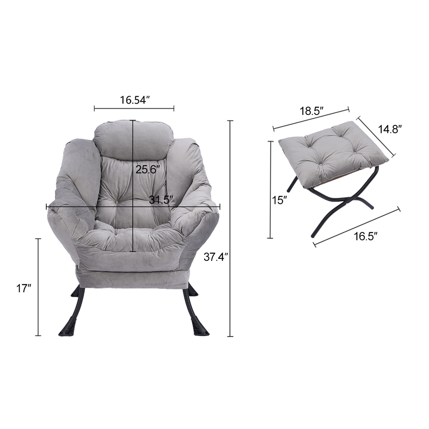 PAPROOS Accent Chair with Ottoman