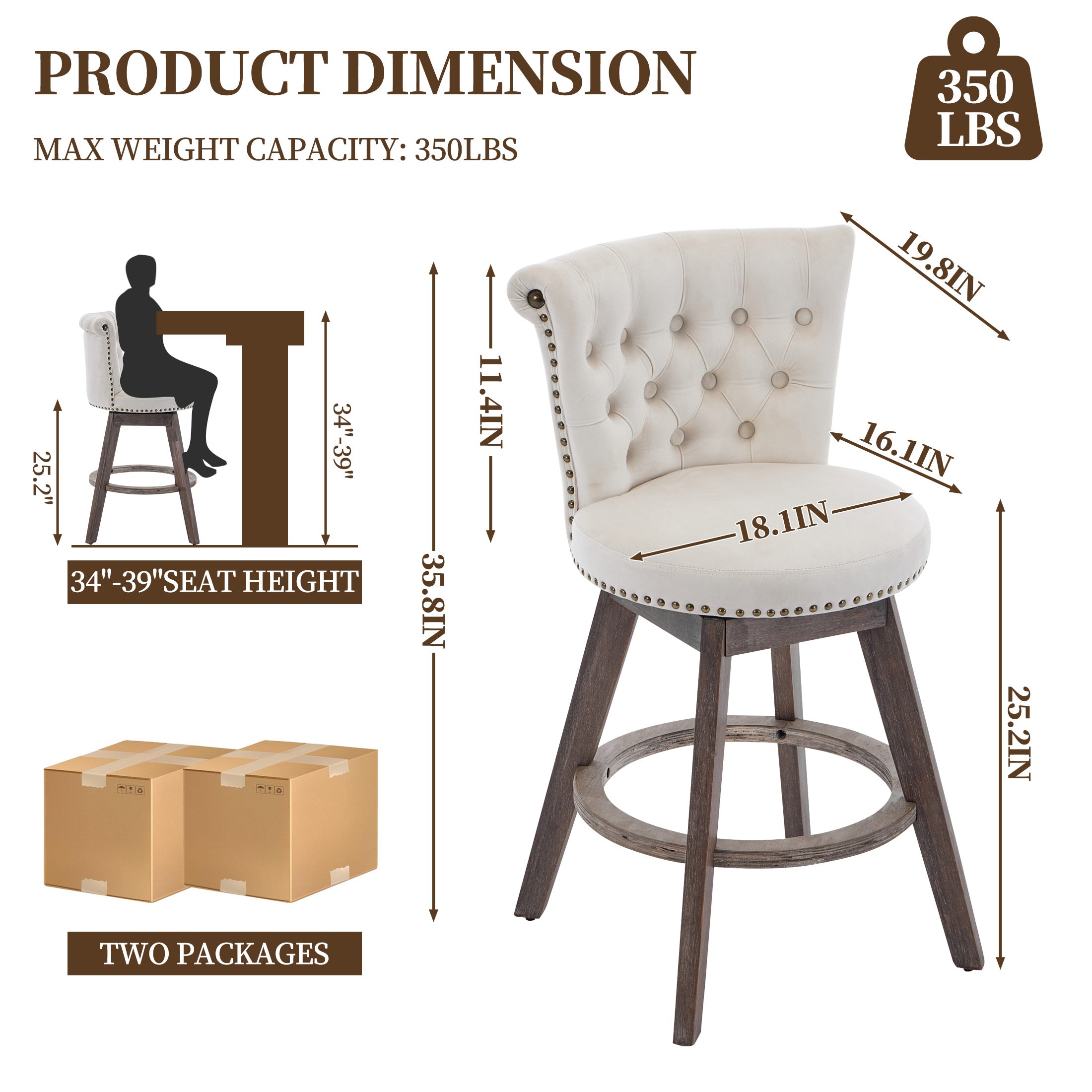 PAPROOS Counter Height Bar Stools