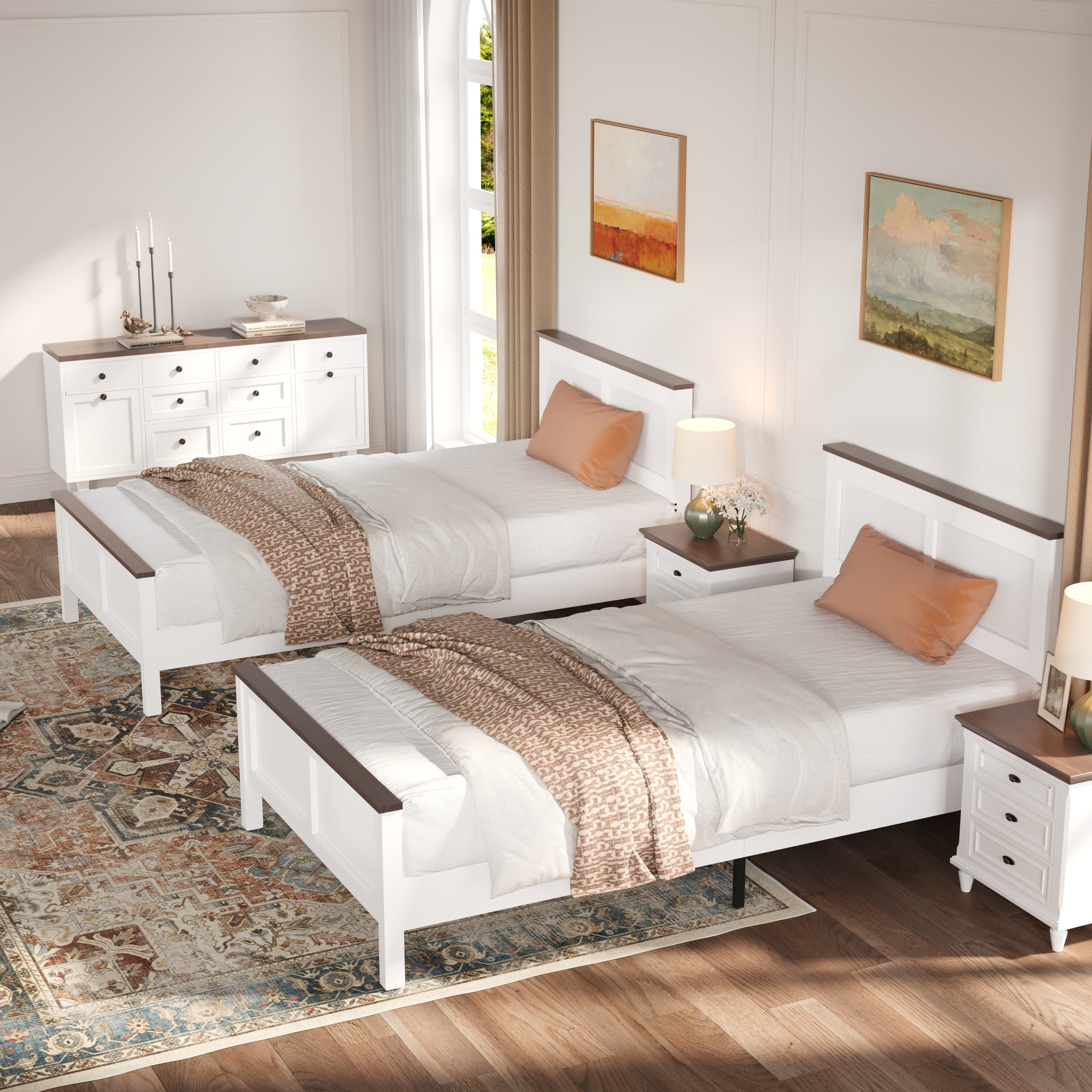 PAPROOS Full Size Bed Frame, Wooden Platform Bed with Headboard and Footboard