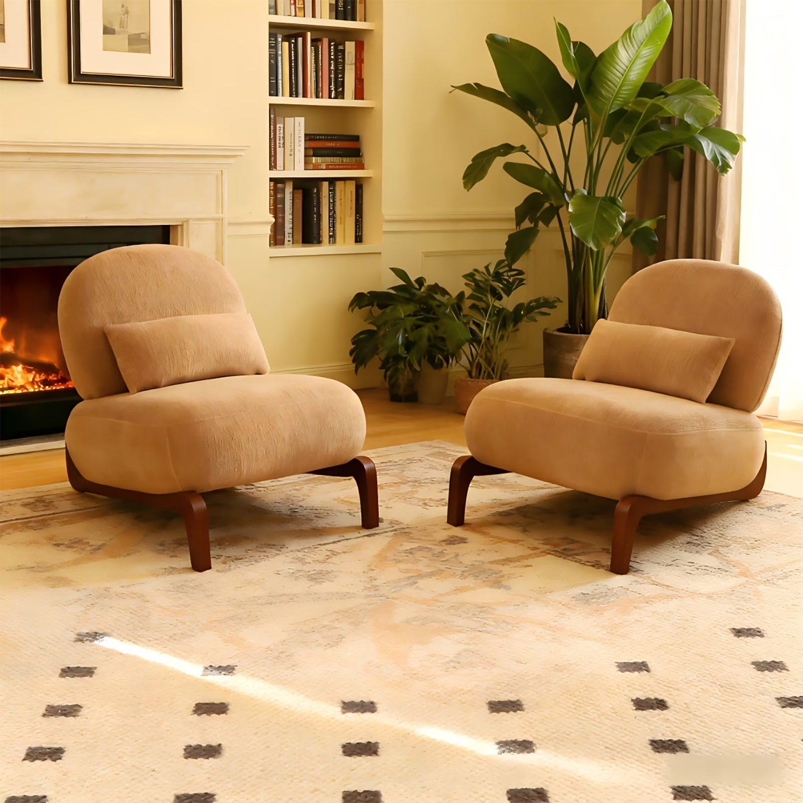 PAPROOS Accent Chairs, Upholstered Armless Reading Chairs
