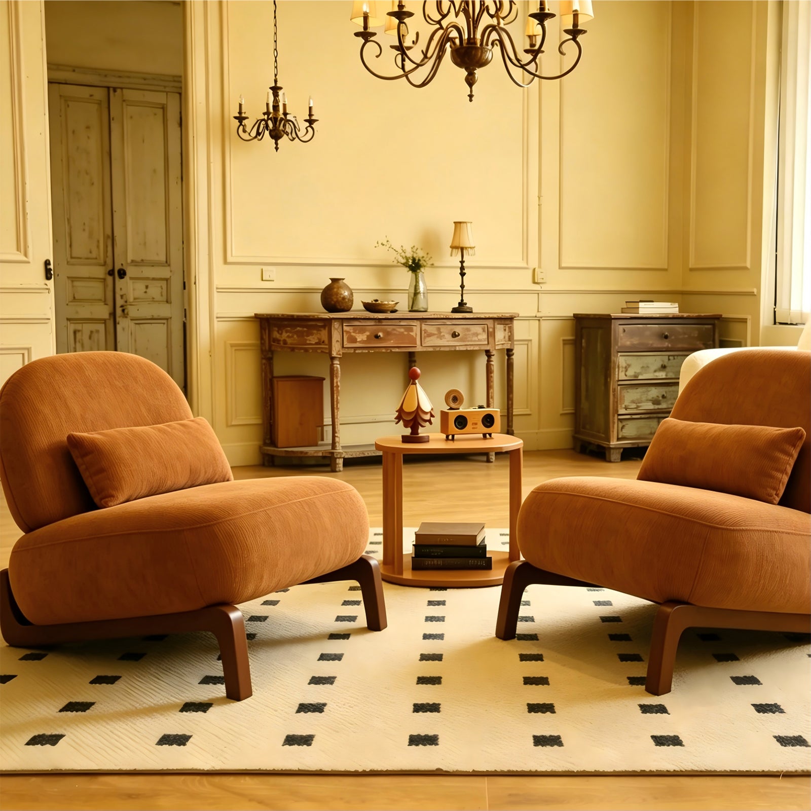 PAPROOS Accent Chairs, Upholstered Armless Reading Chairs