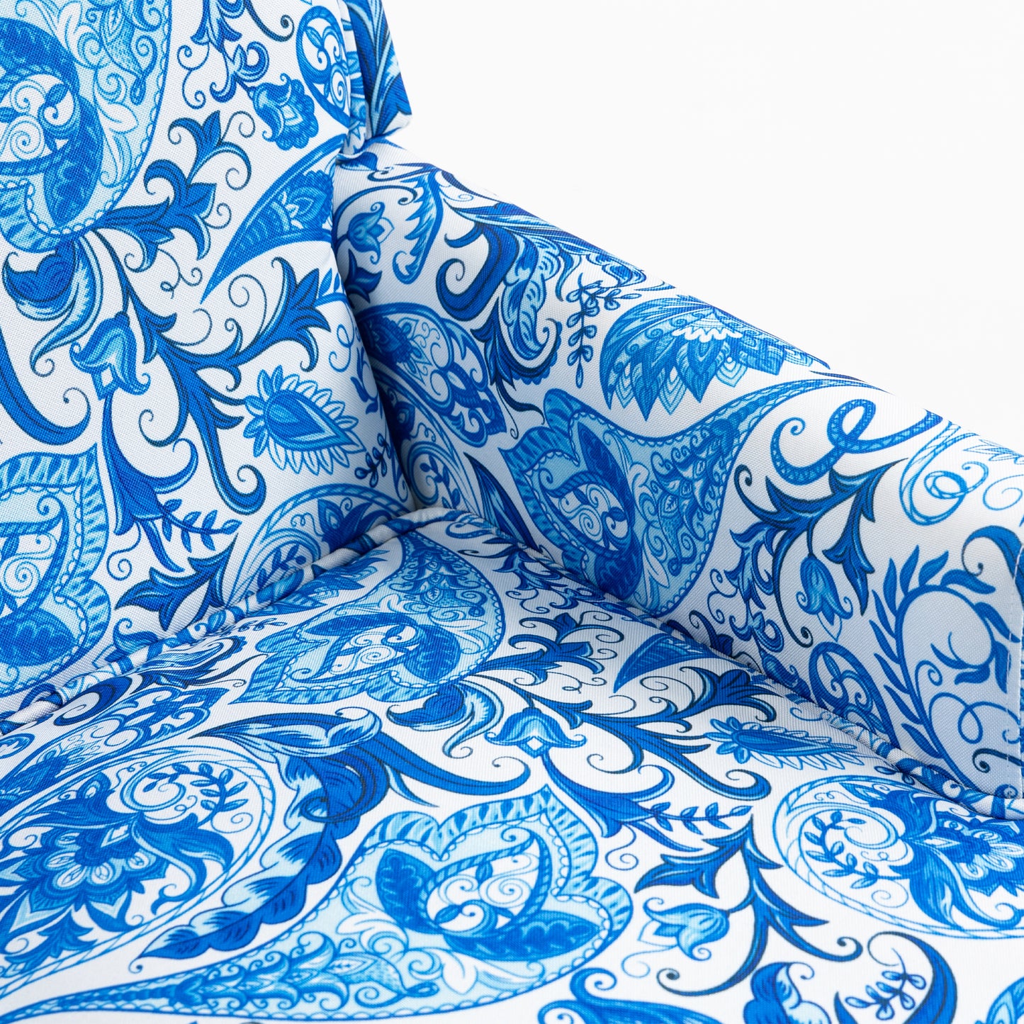 PAPROOS Upholstered Accent Chair, Vintage Arm Chair with Blue and White Striped Linen Fabric and Nailhead Trim, Comfort Reading Chair Lounge Chair, Armchair for Living Room, Bedroom, Blue