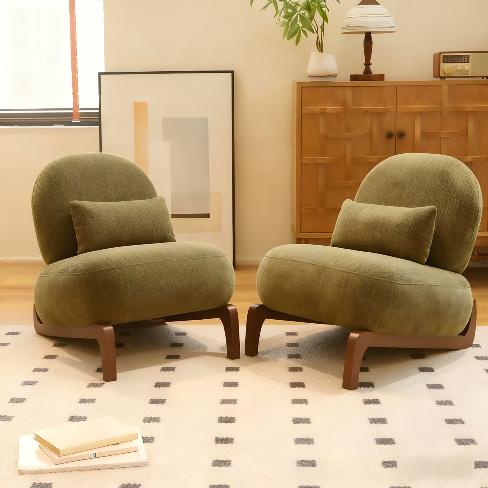PAPROOS Accent Chairs, Upholstered Armless Reading Chairs