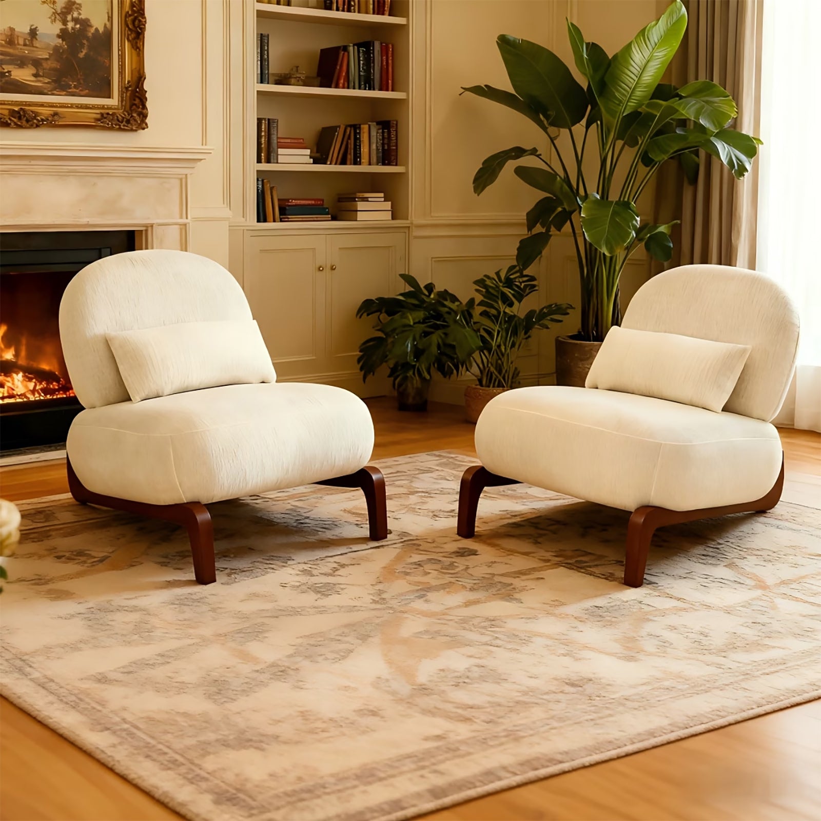 PAPROOS Accent Chairs, Upholstered Armless Reading Chairs