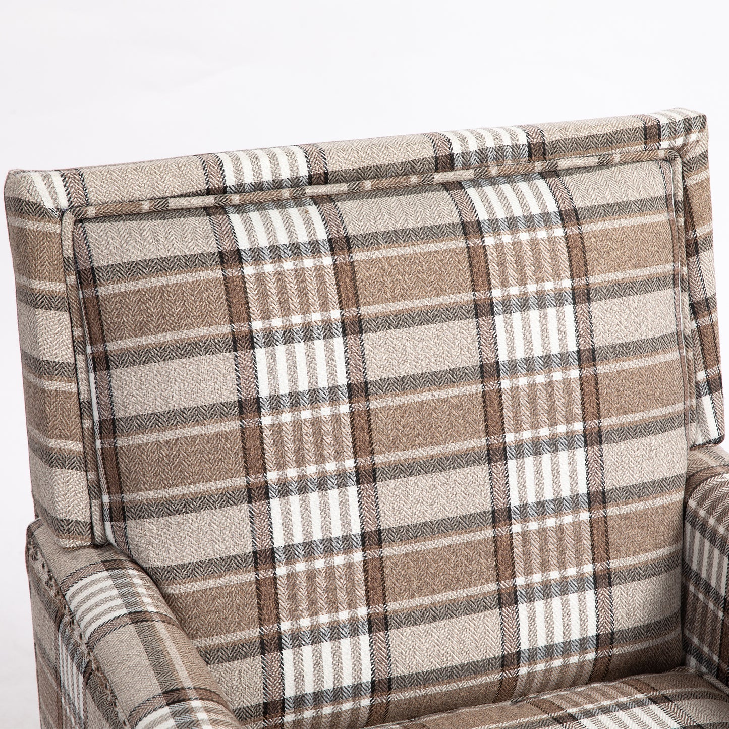 PAPROOS Upholstered Accent Chair, Vintage Arm Chair with Blue and White Striped Linen Fabric and Nailhead Trim, Comfort Reading Chair Lounge Chair, Armchair for Living Room, Bedroom, Blue