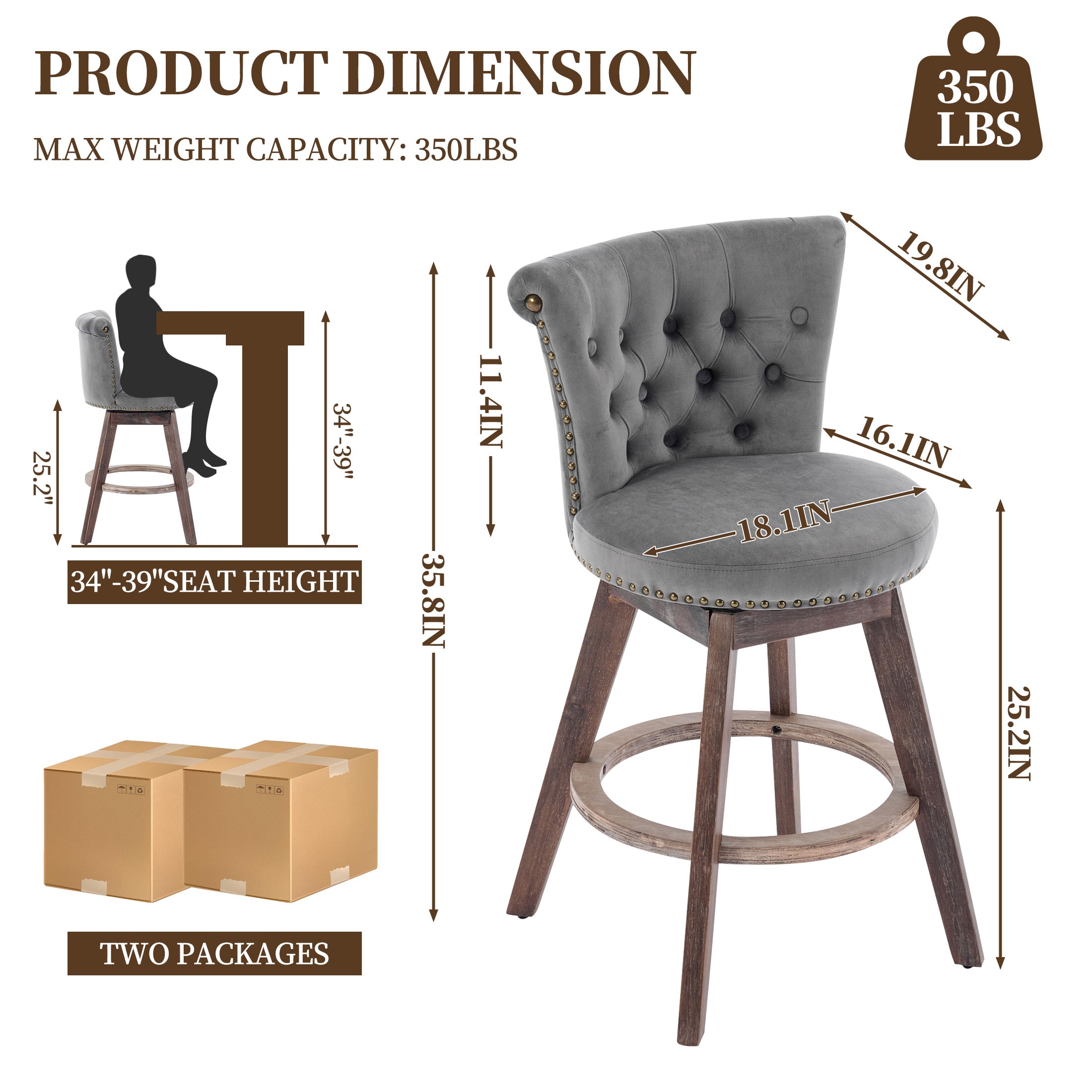 PAPROOS Counter Height Bar Stools