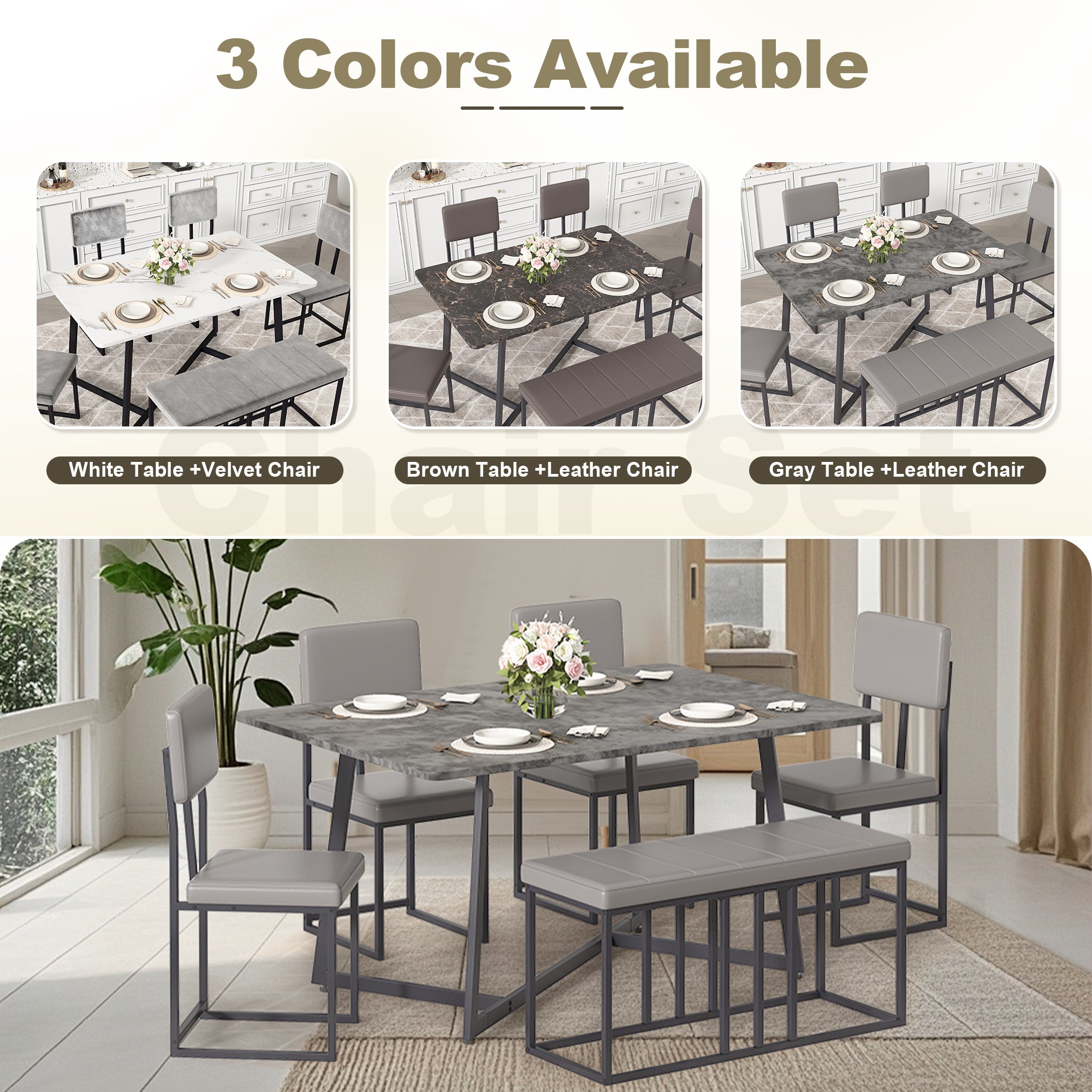 PAPROOS 6 Piece Dining Room Table Set