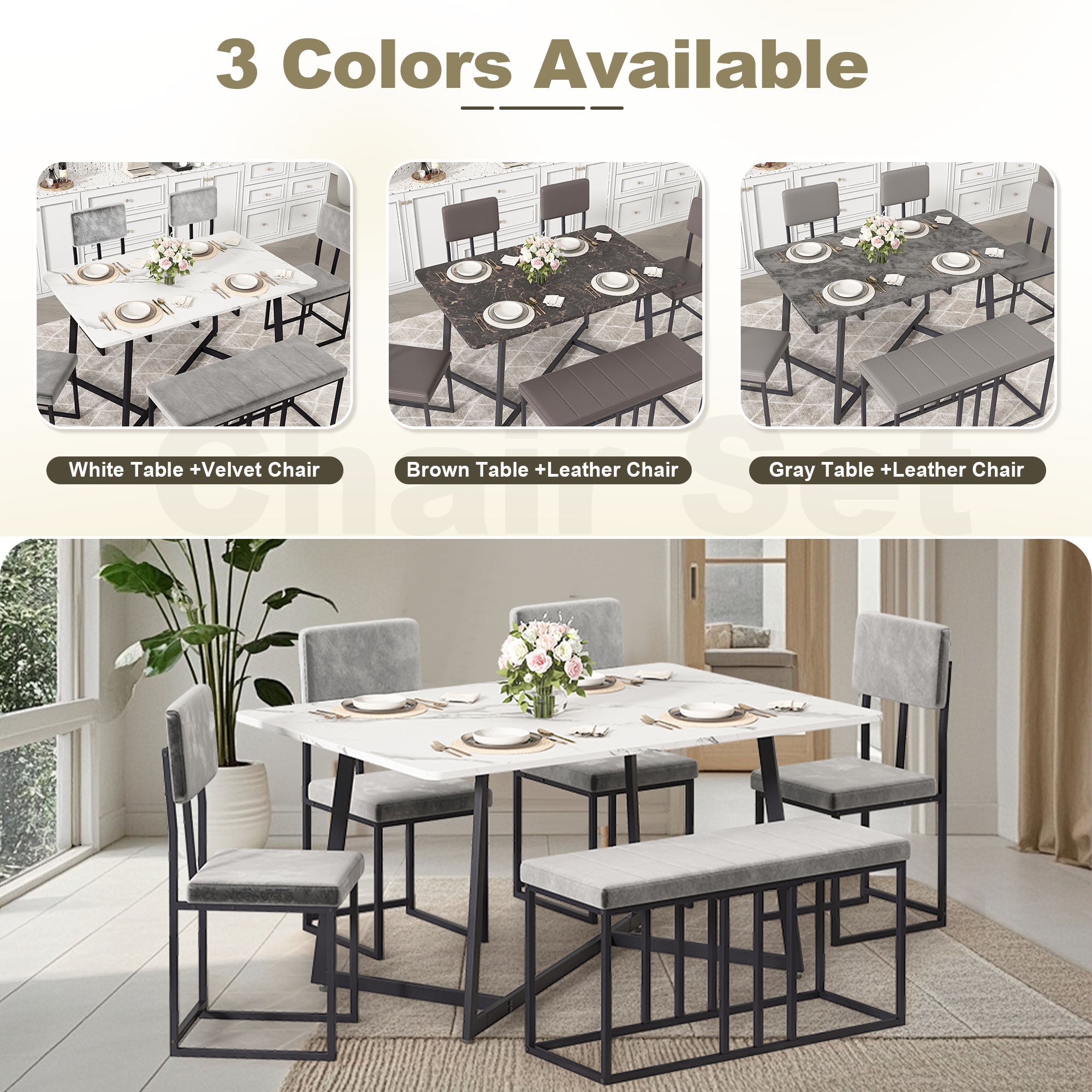 PAPROOS 6 Piece Dining Room Table Set
